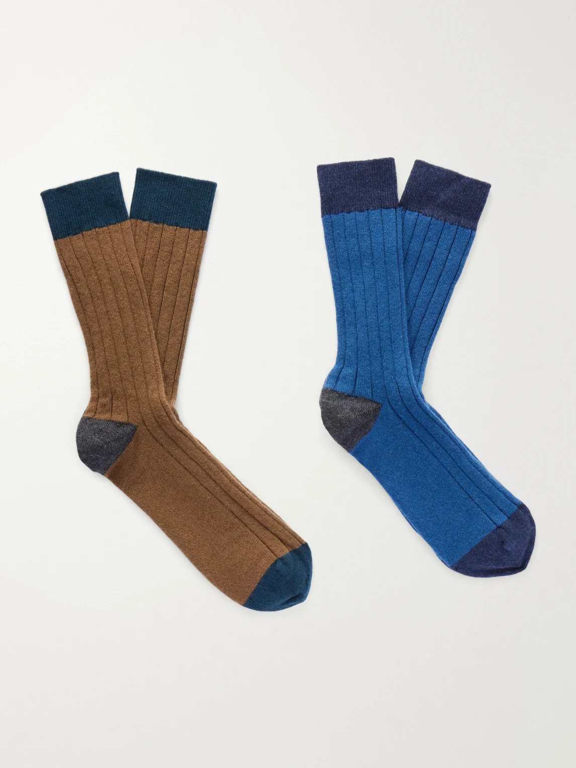 Set of Two Ribbed-Knit Cashmere-Blend Socks - 1