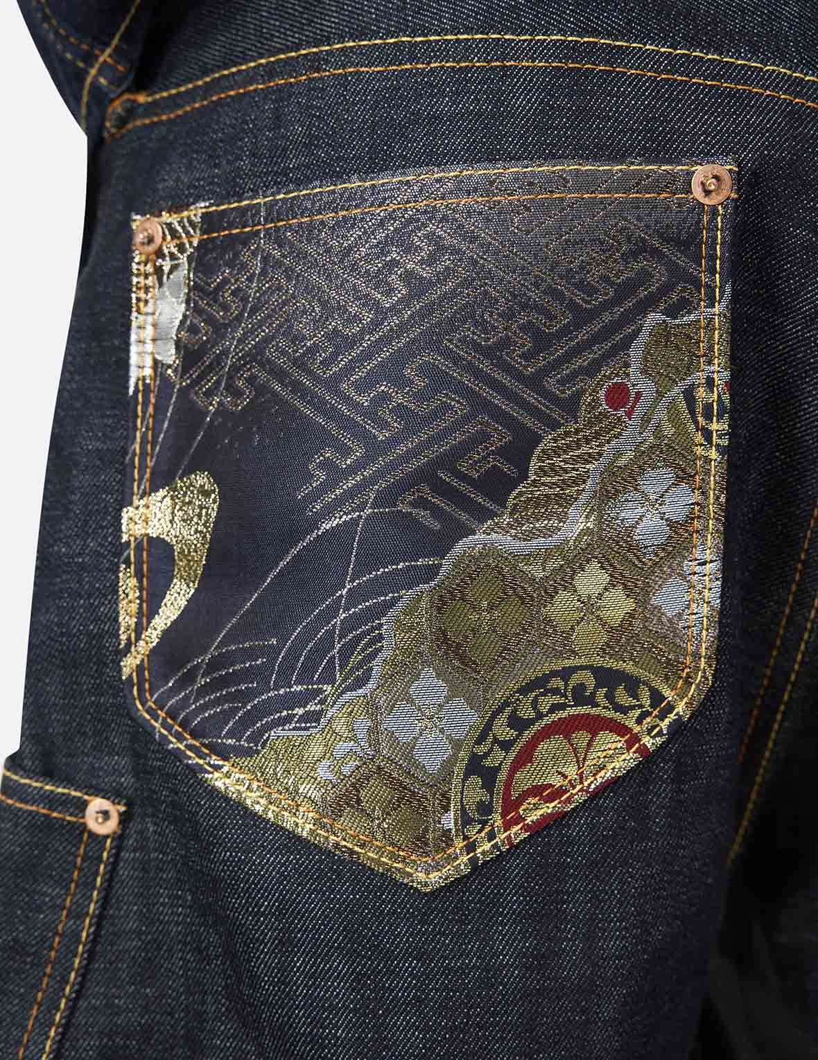 Multi-Pocket with Brocade Patch Regular Fit Denim Shorts - 6