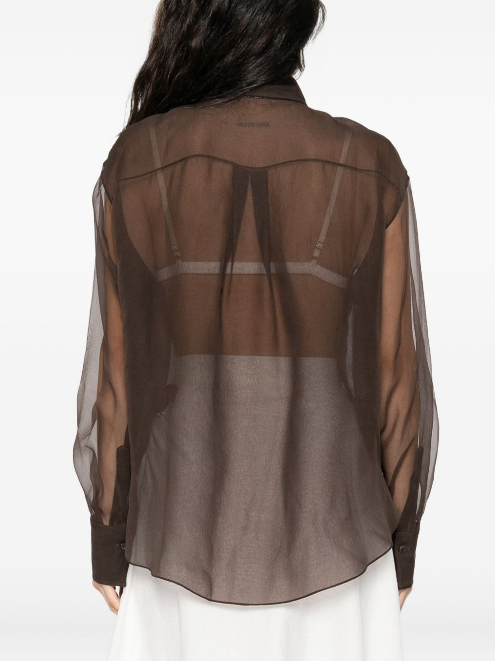 silk button-up shirt - 4