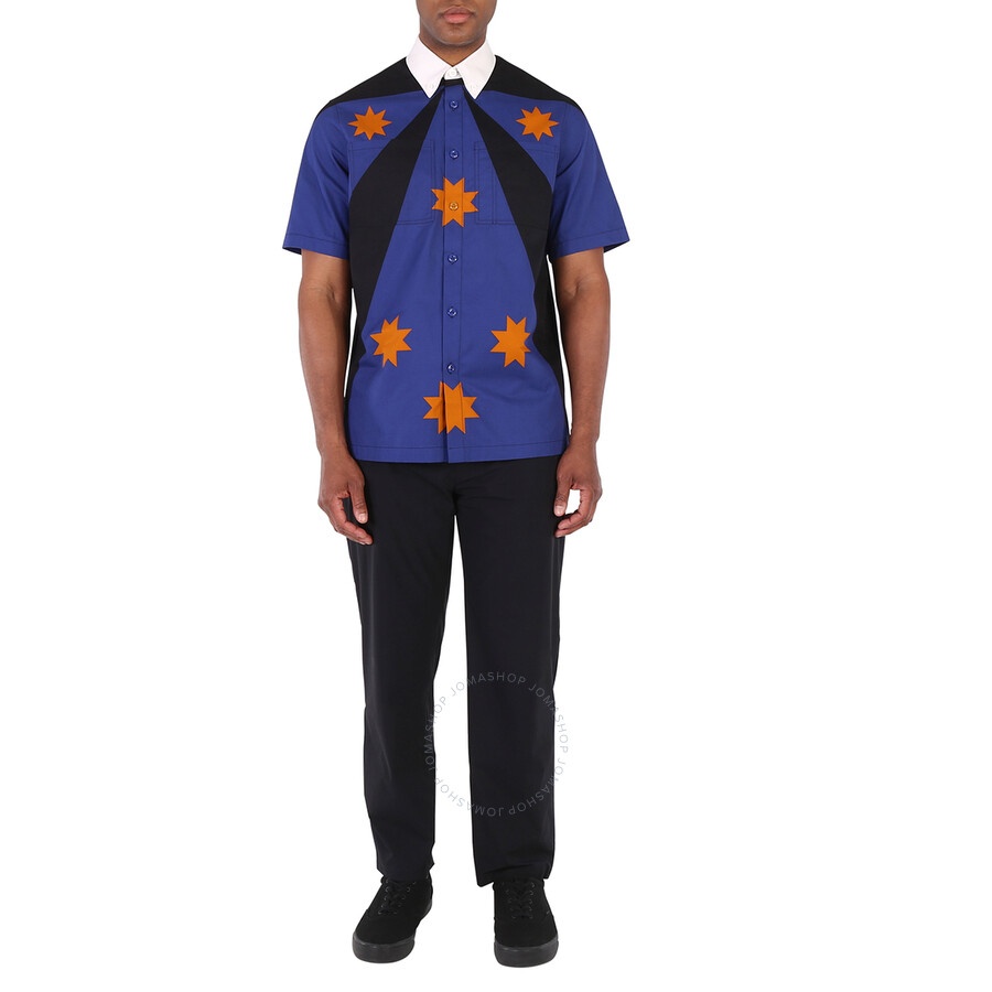 Burberry Men's Bright Navy Short-Sleeve Star Detail Shirt - 6