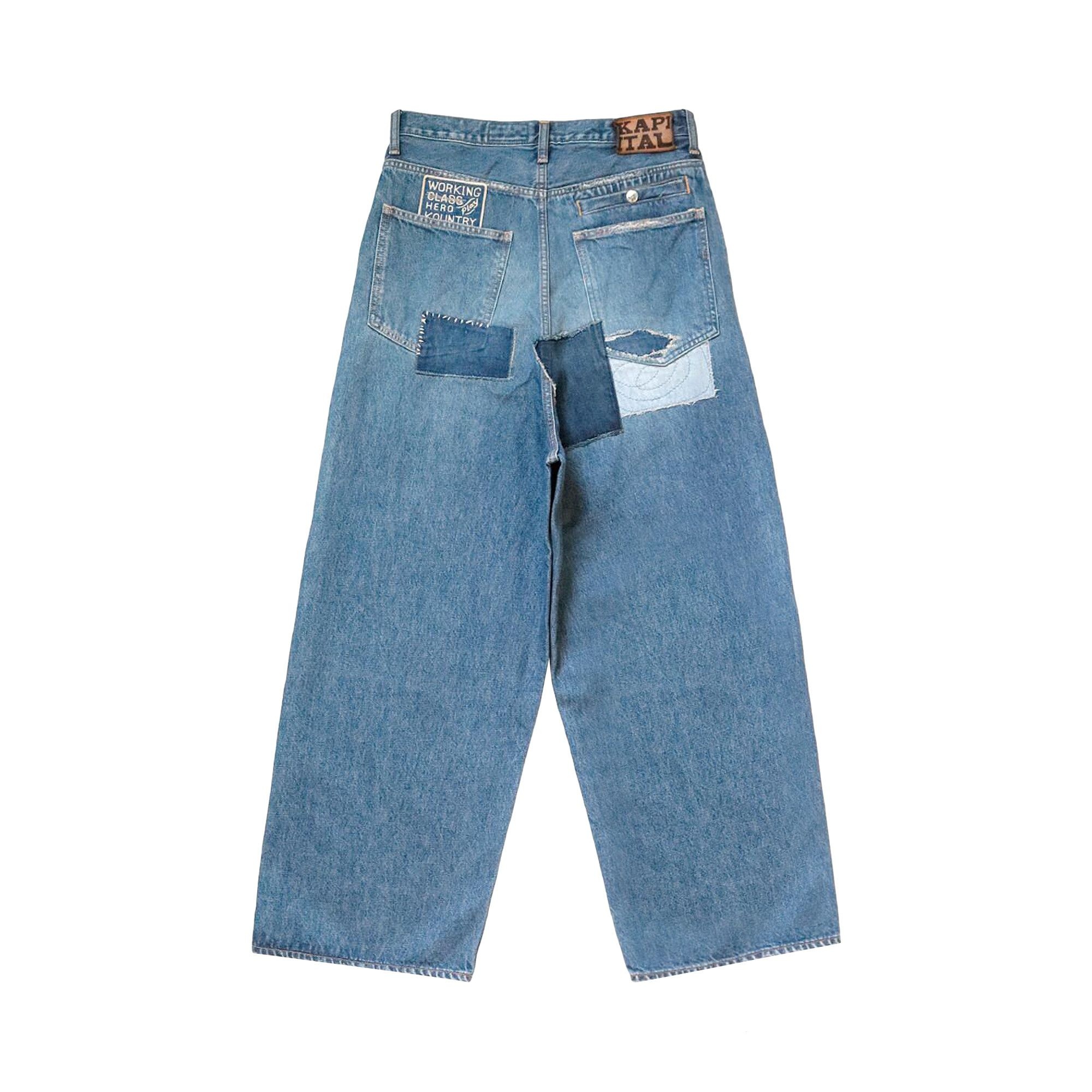 Kapital Hippie-Champetre Remake Denim Port Baggy Pants 'Indigo Processing' - 2