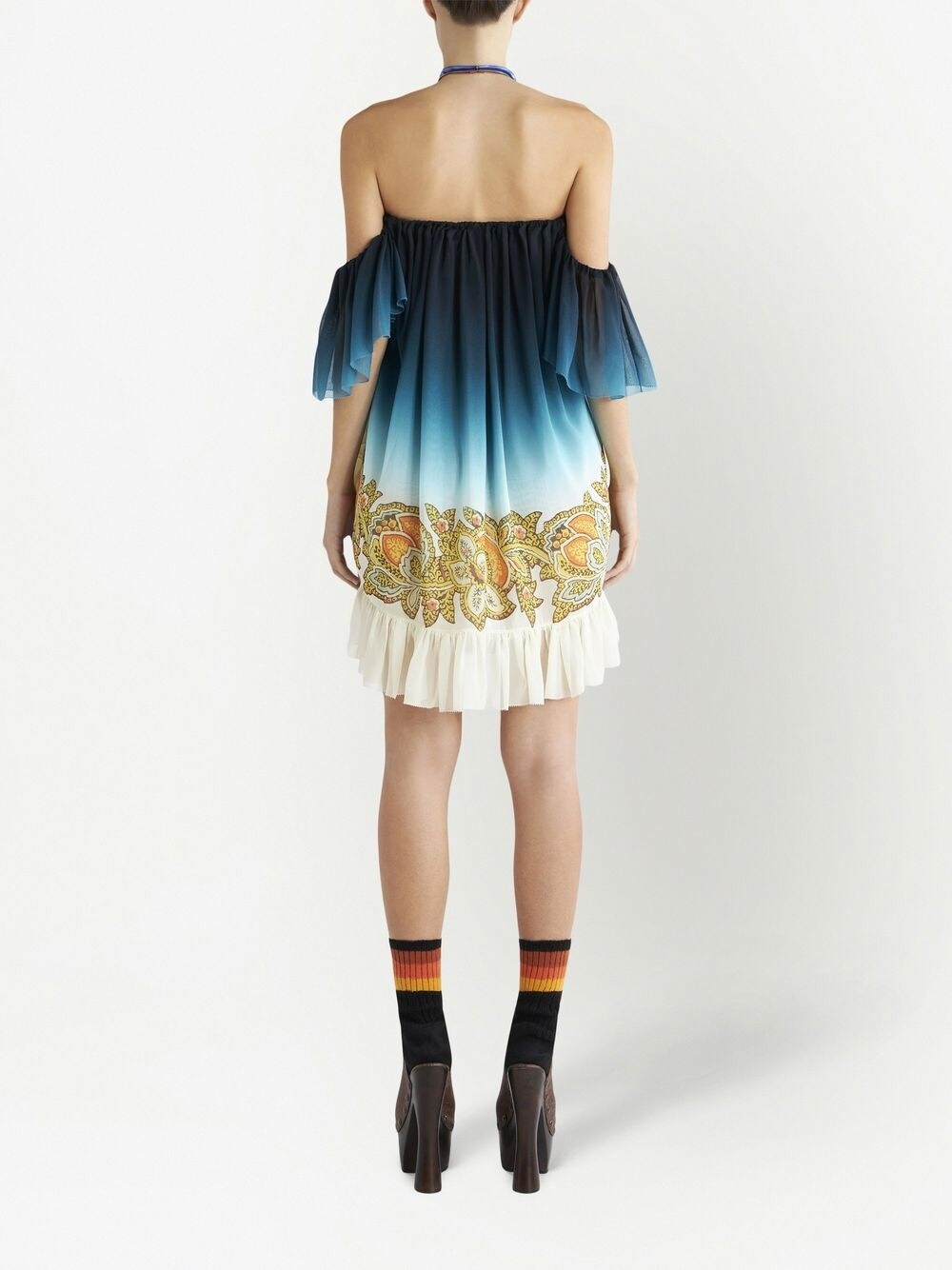Etro Paisley Print off-shoulder Mini Dress - 6