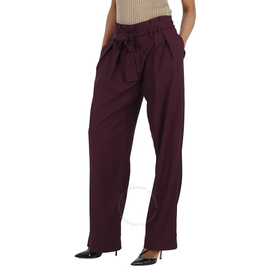 Victoria Beckham Ladies Pants Purple 2 Pleat Tie Pant - 4