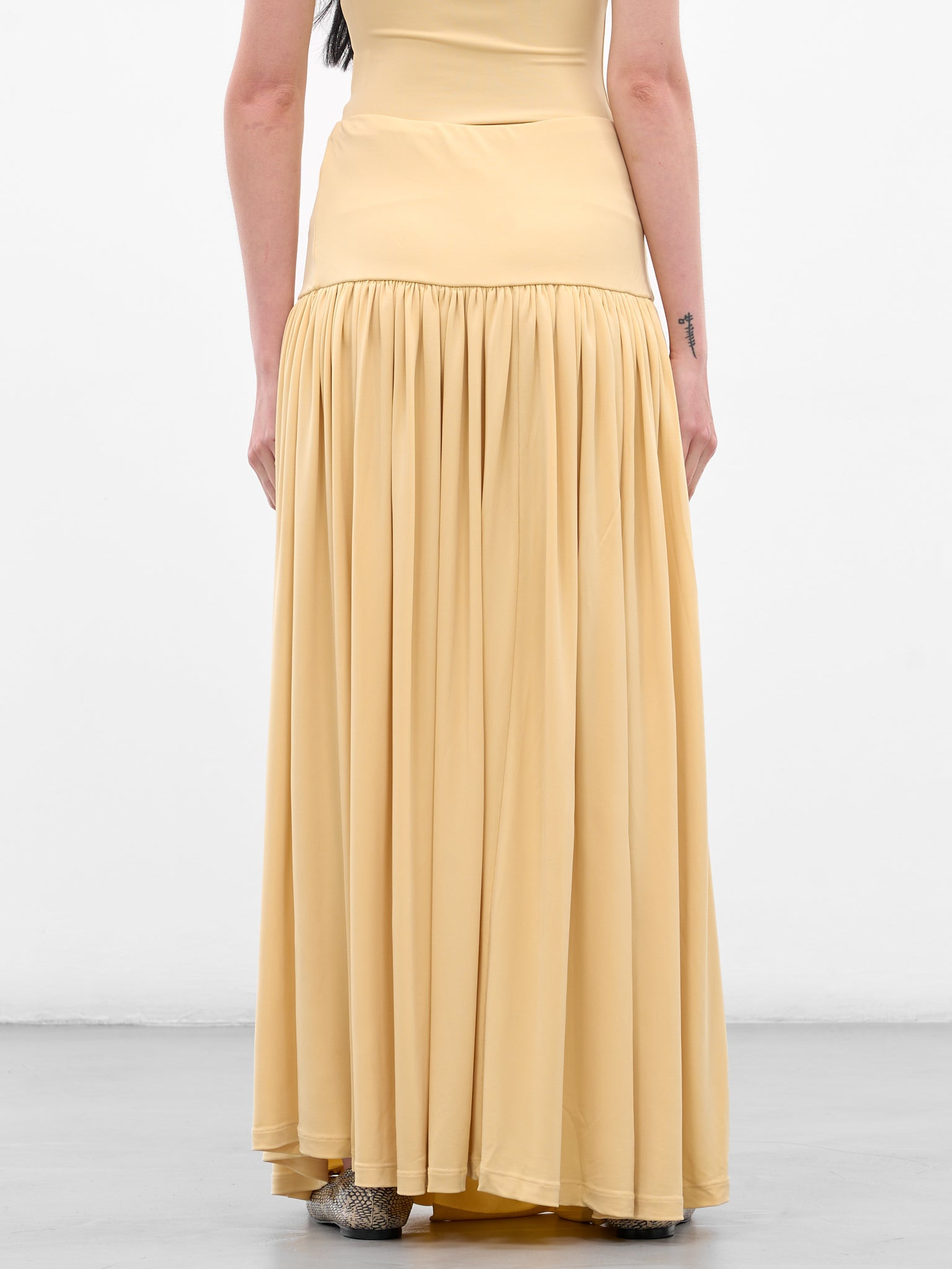 Yellow Gathered Maxi Skirt - 3