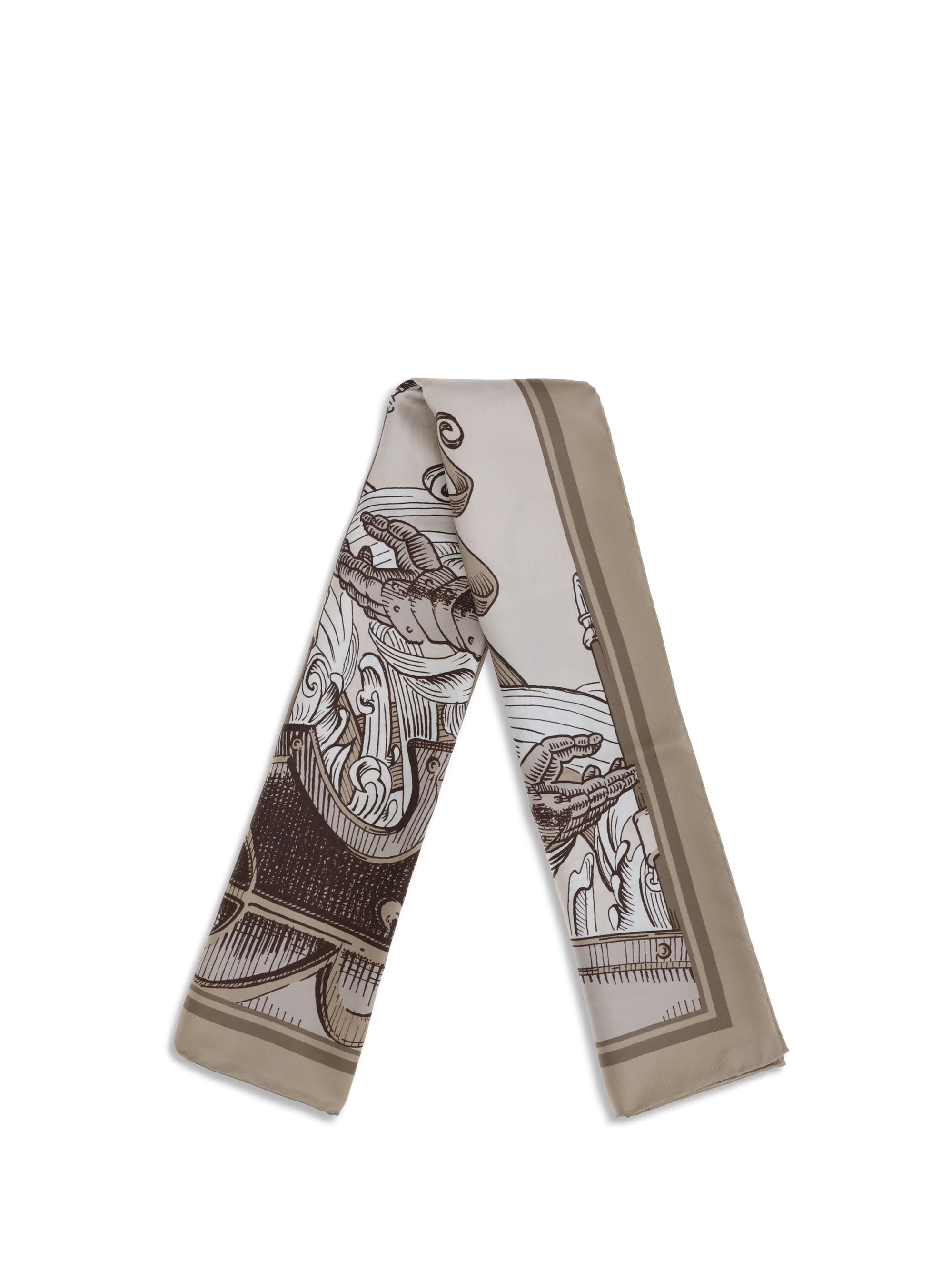 Burberry Men Knight Engraving Print Silk Scarf - 2