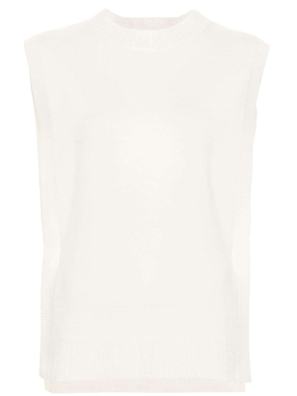 wool crew neck vest - 1
