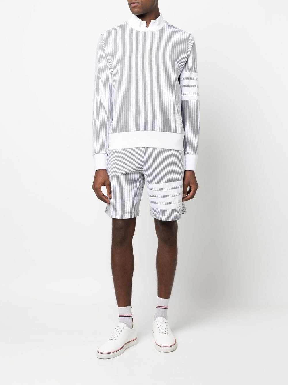 4-Bar stripe seersucker shorts - 2