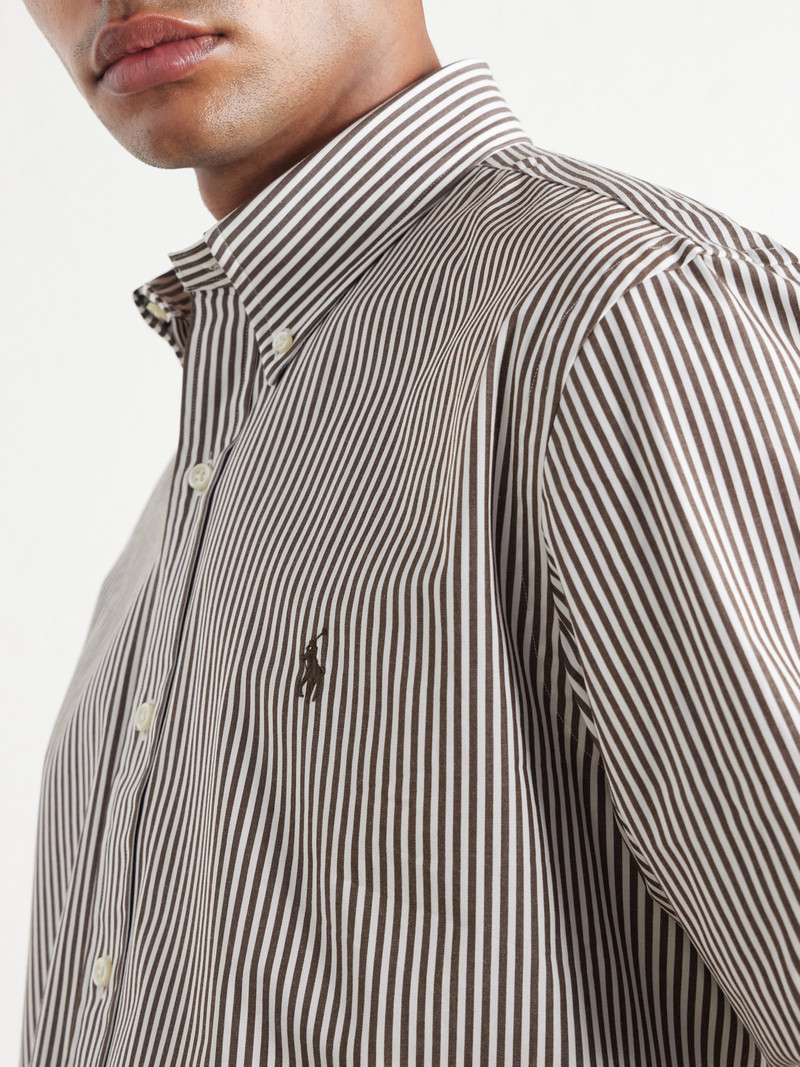 Logo-Embroidered Striped Cotton-Blend Poplin Shirt 5