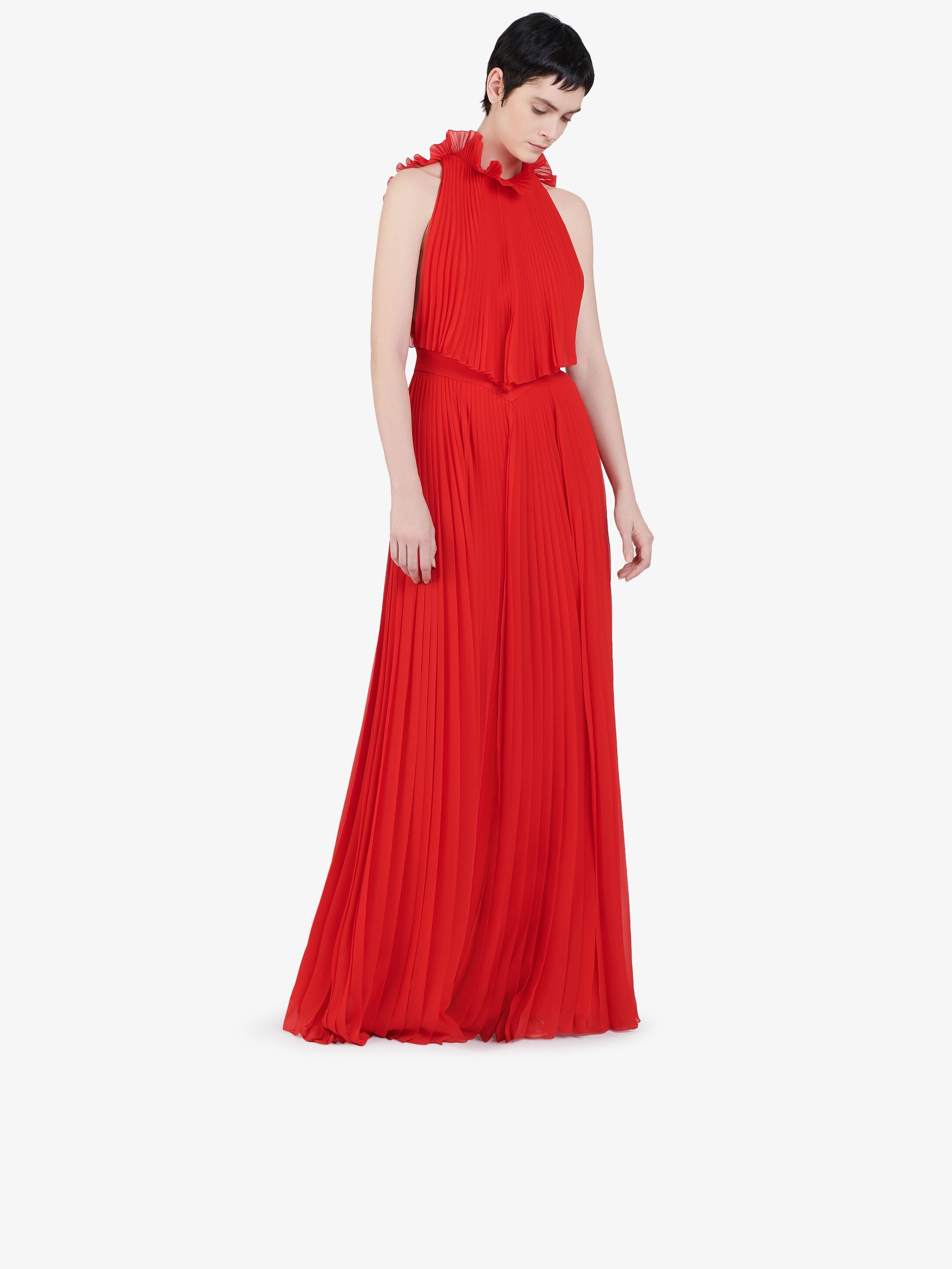 Pleated evening dress with ruffles - 3