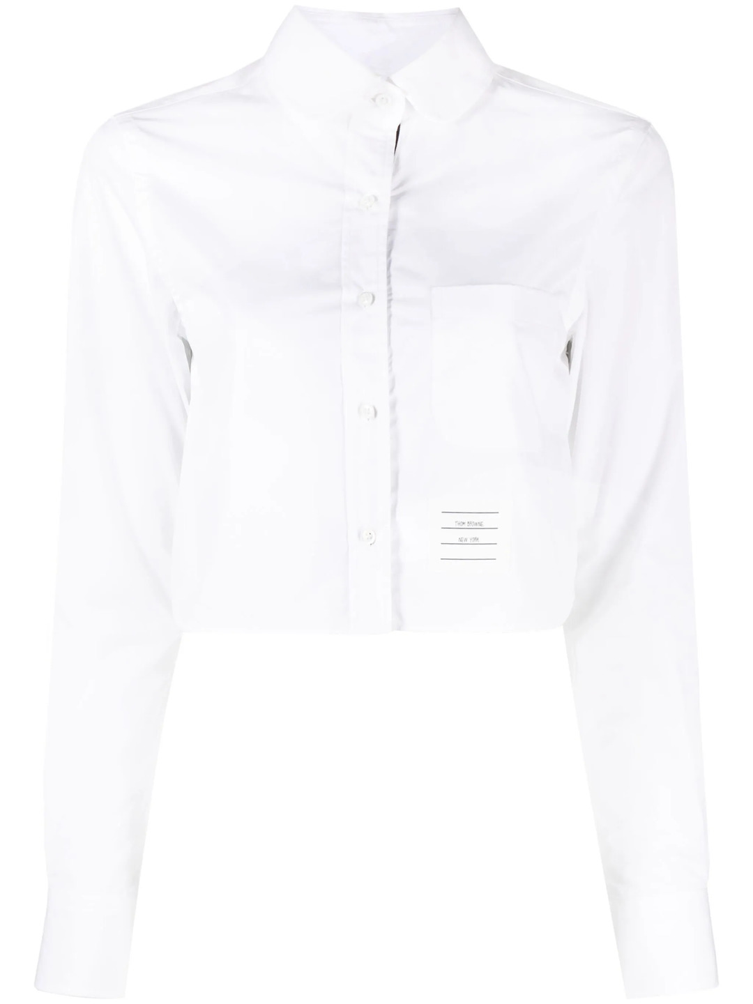 Poplin Classic Round Collar Cropped Shirt Women - 1