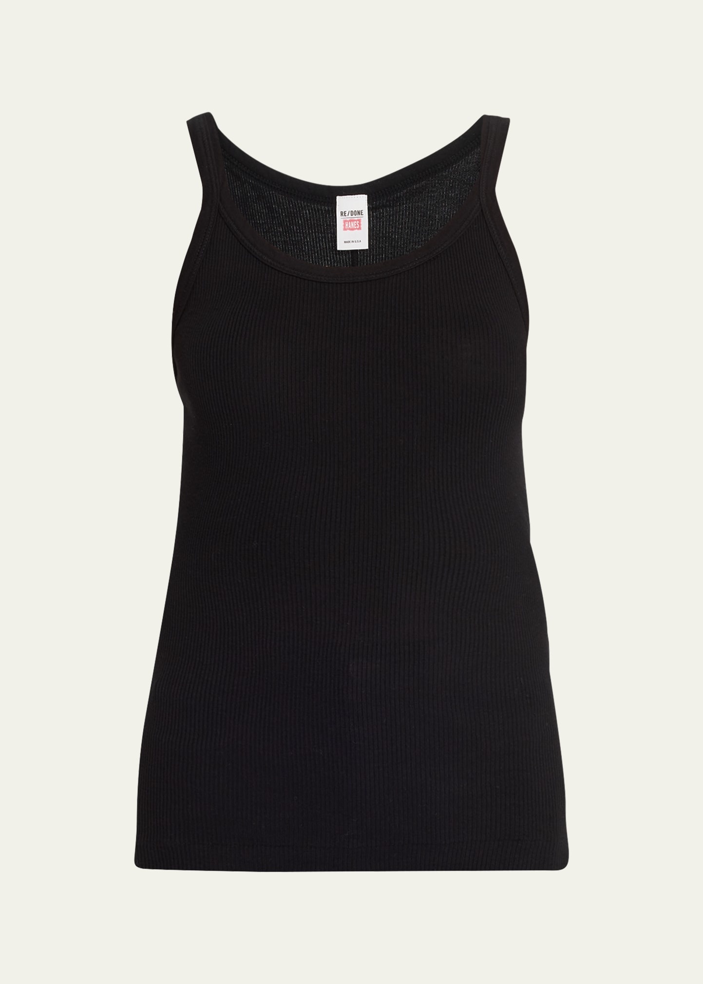 Ribbed Scoop-Neck Fitted Tank - 1