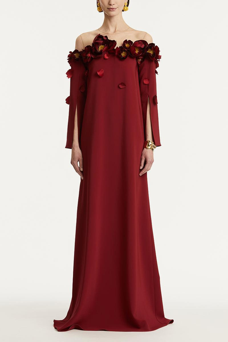 Illusion Off Shoulder Embroidered Caftan - 2