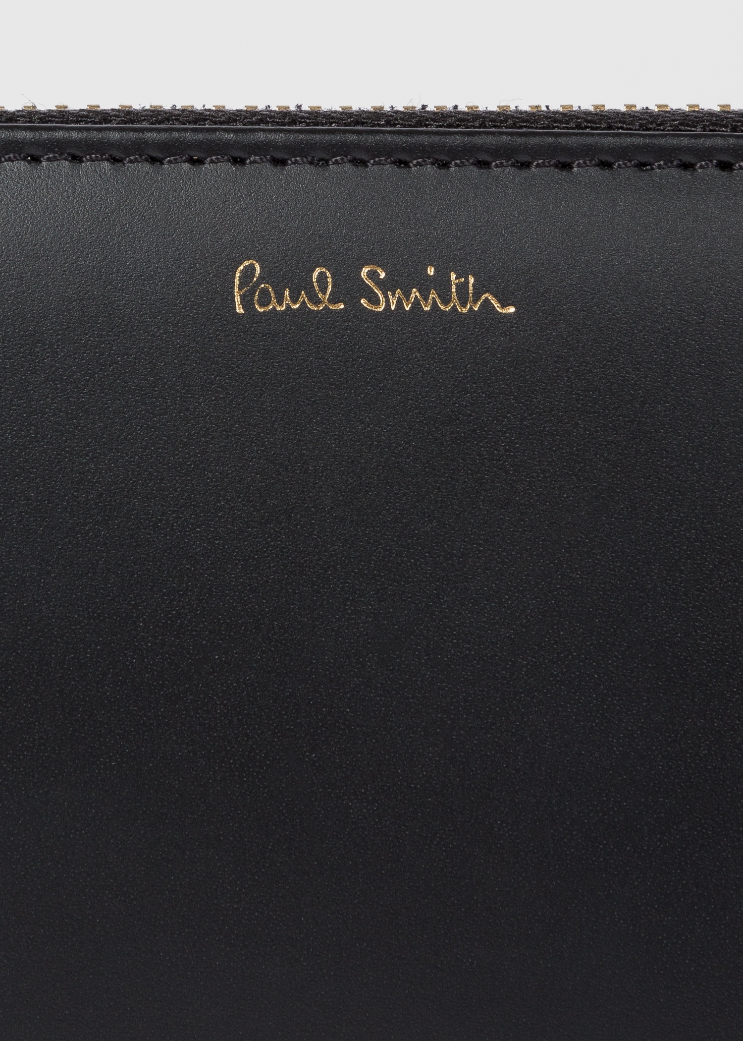 Large Black Leather 'Signature Stripe' Interior Zip-Around Wallet - 4
