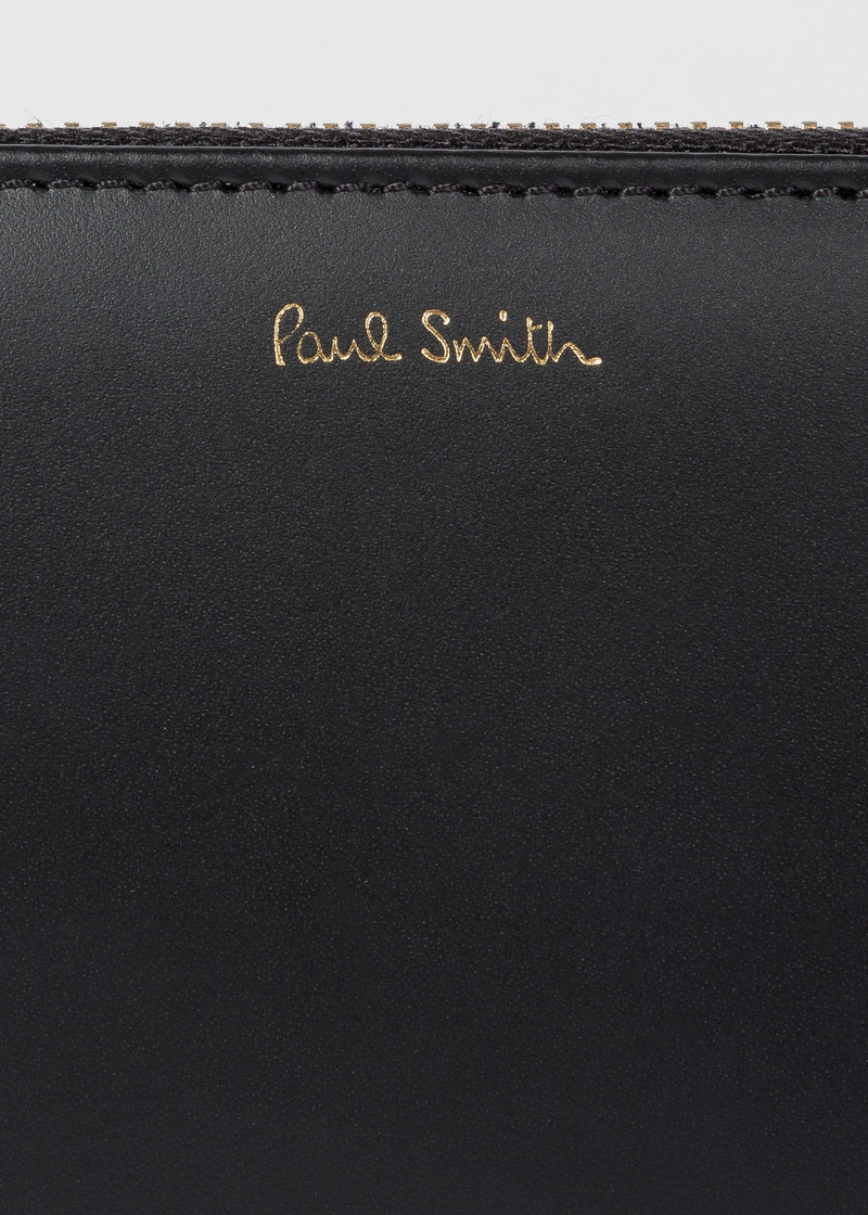 Large Black Leather 'Signature Stripe' Interior Zip-Around Wallet 4