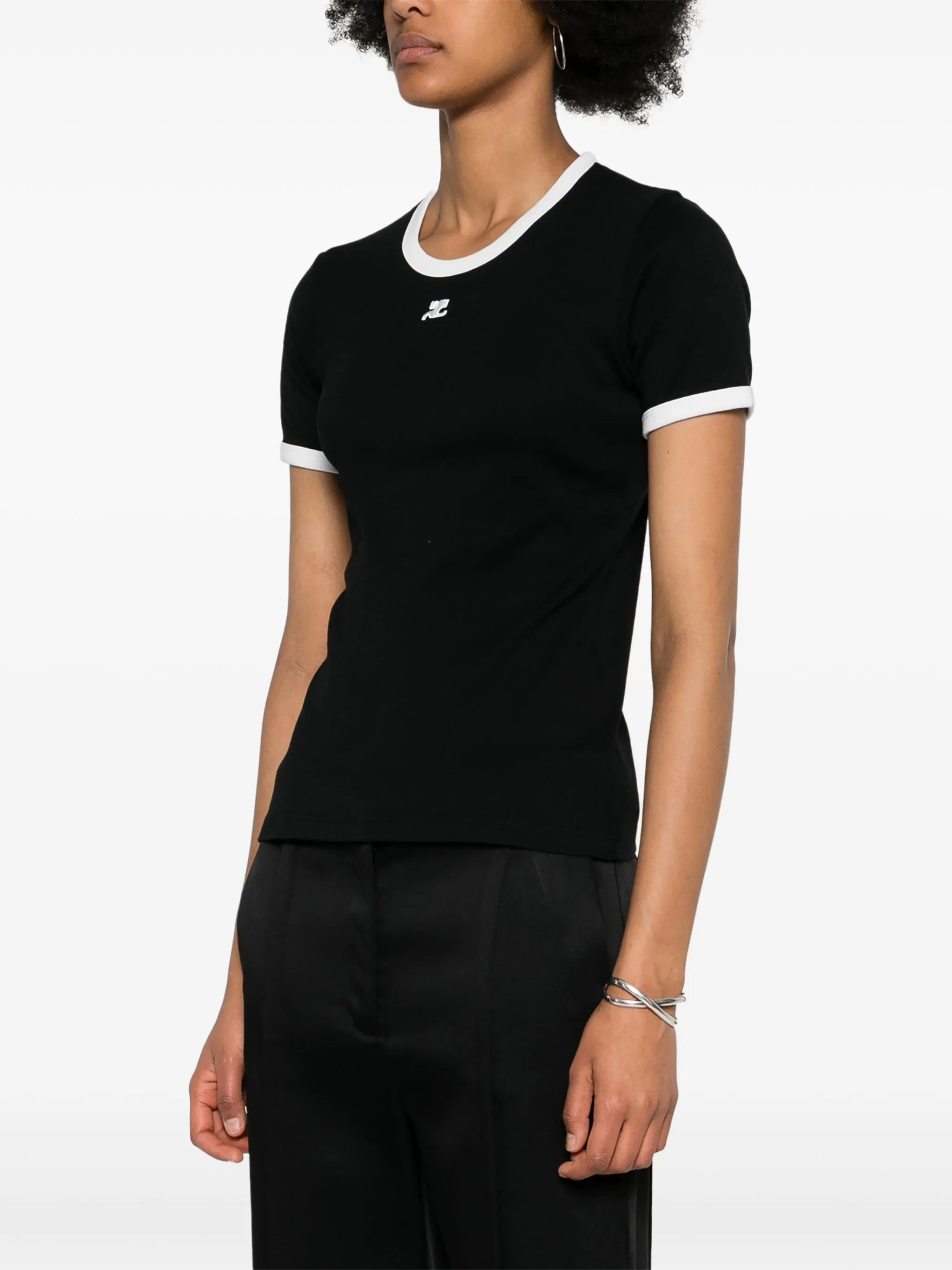 Courrèges Logo-patch Contrasting-trim T-shirt - 5