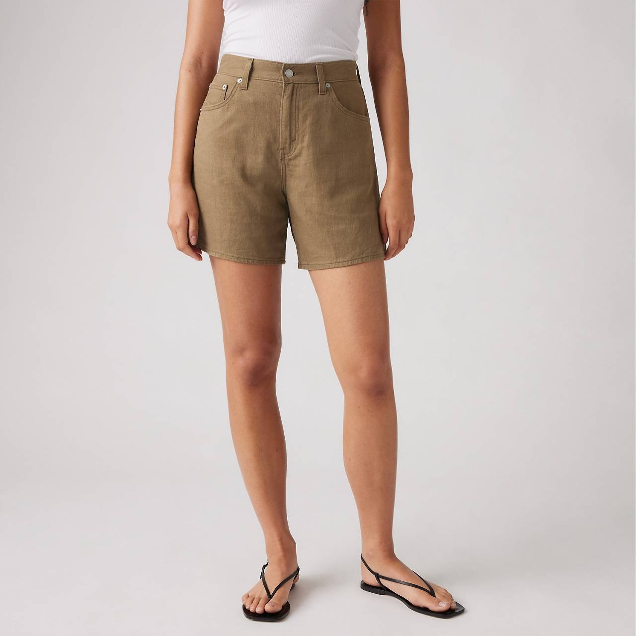 HIGH RISE BAGGY LINEN BLEND LIGHTWEIGHT WOMEN'S SHORTS - 4