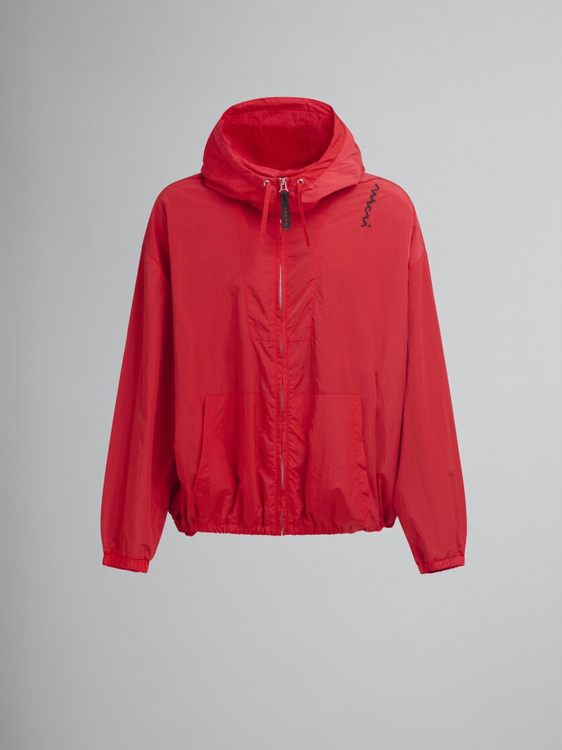 CRINKLED NYLON HOODED JACKET - 1