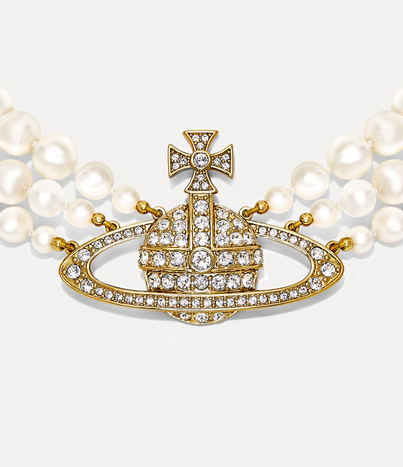 Vivienne Westwood THREE ROW PEARL BAS RELIEF CHOKER outlook