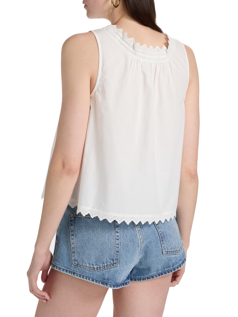 Women's The Serene Eyelet Trim Cotton Tank - White 5