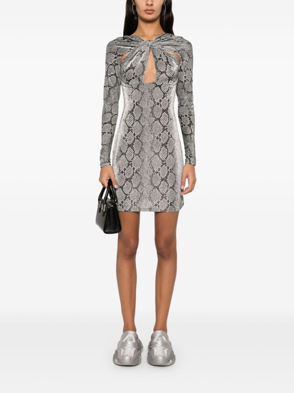 lurex snake-print mini dress - 2