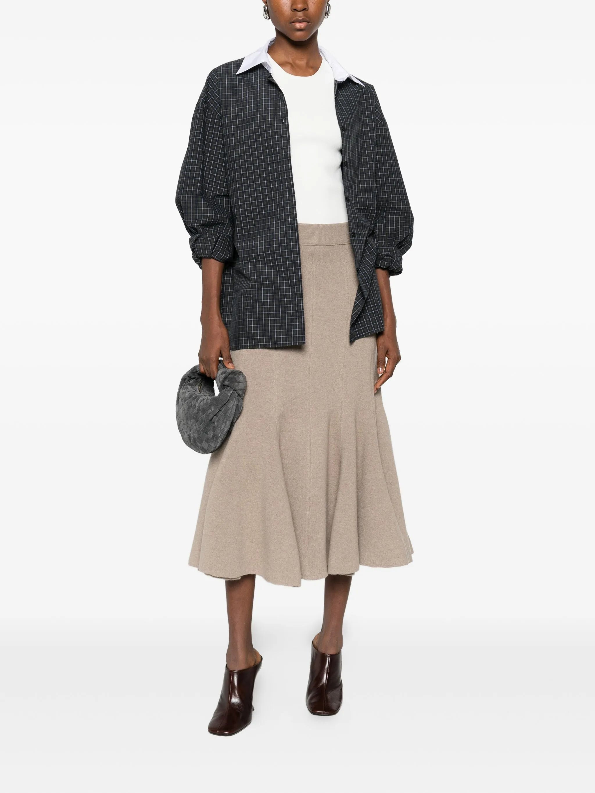 peplum-hem midi skirt - 2