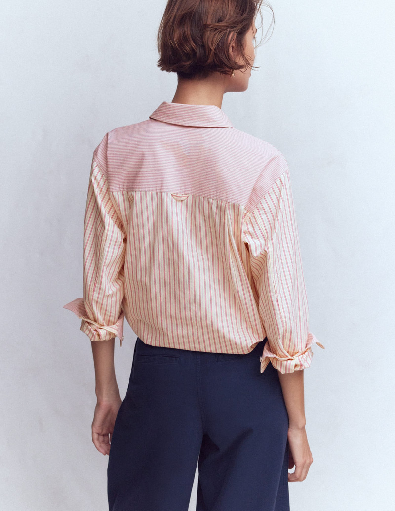 Sadie Relaxed Cotton Shirt-Pink Stripe Hotch 4