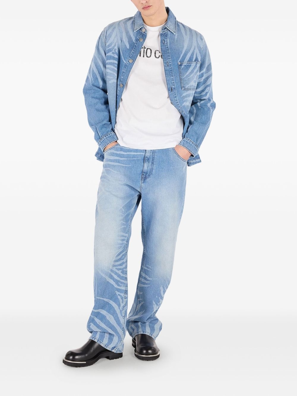 animal-print denim shirt - 2