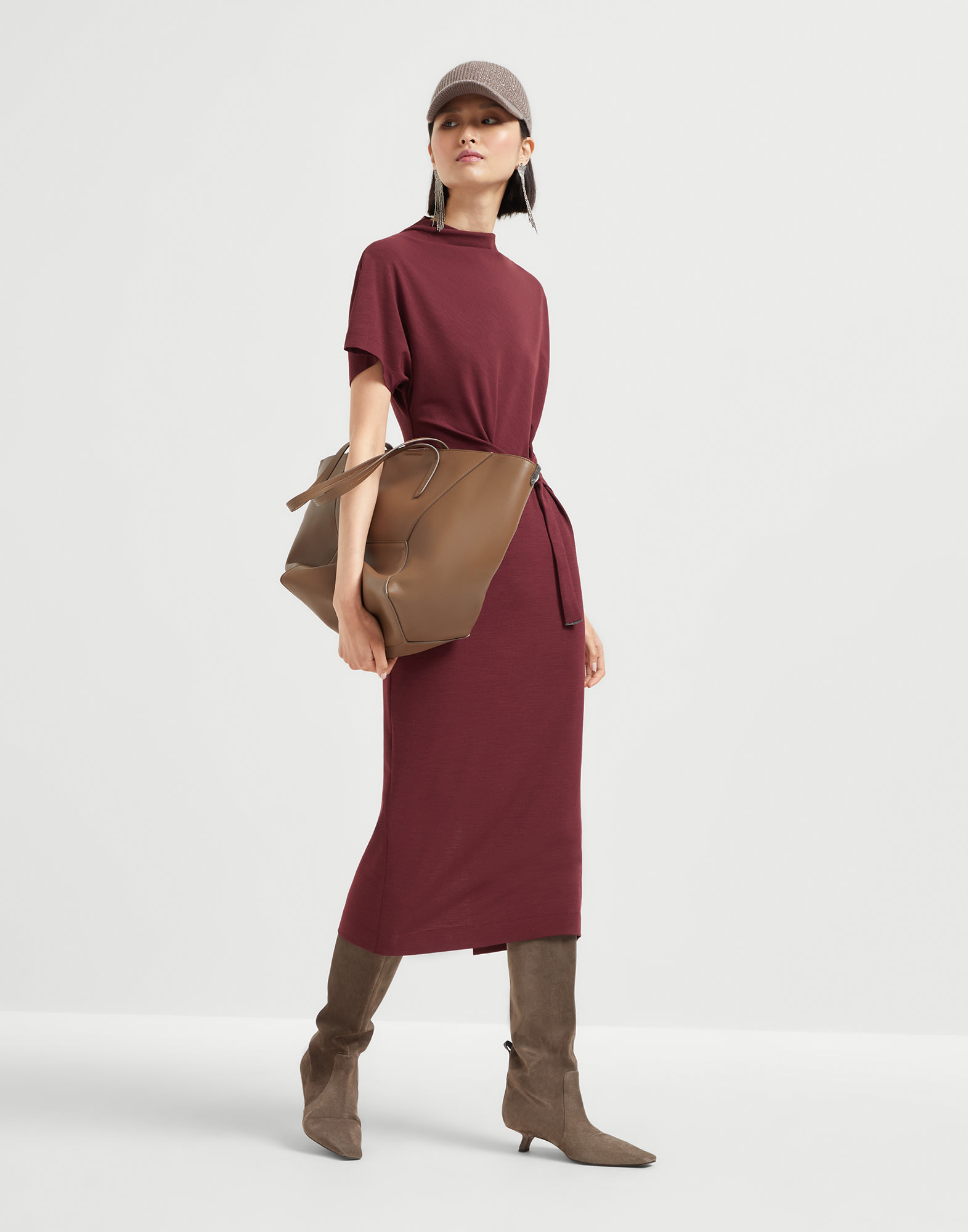 Techno wool jersey wrap belt dress - 5