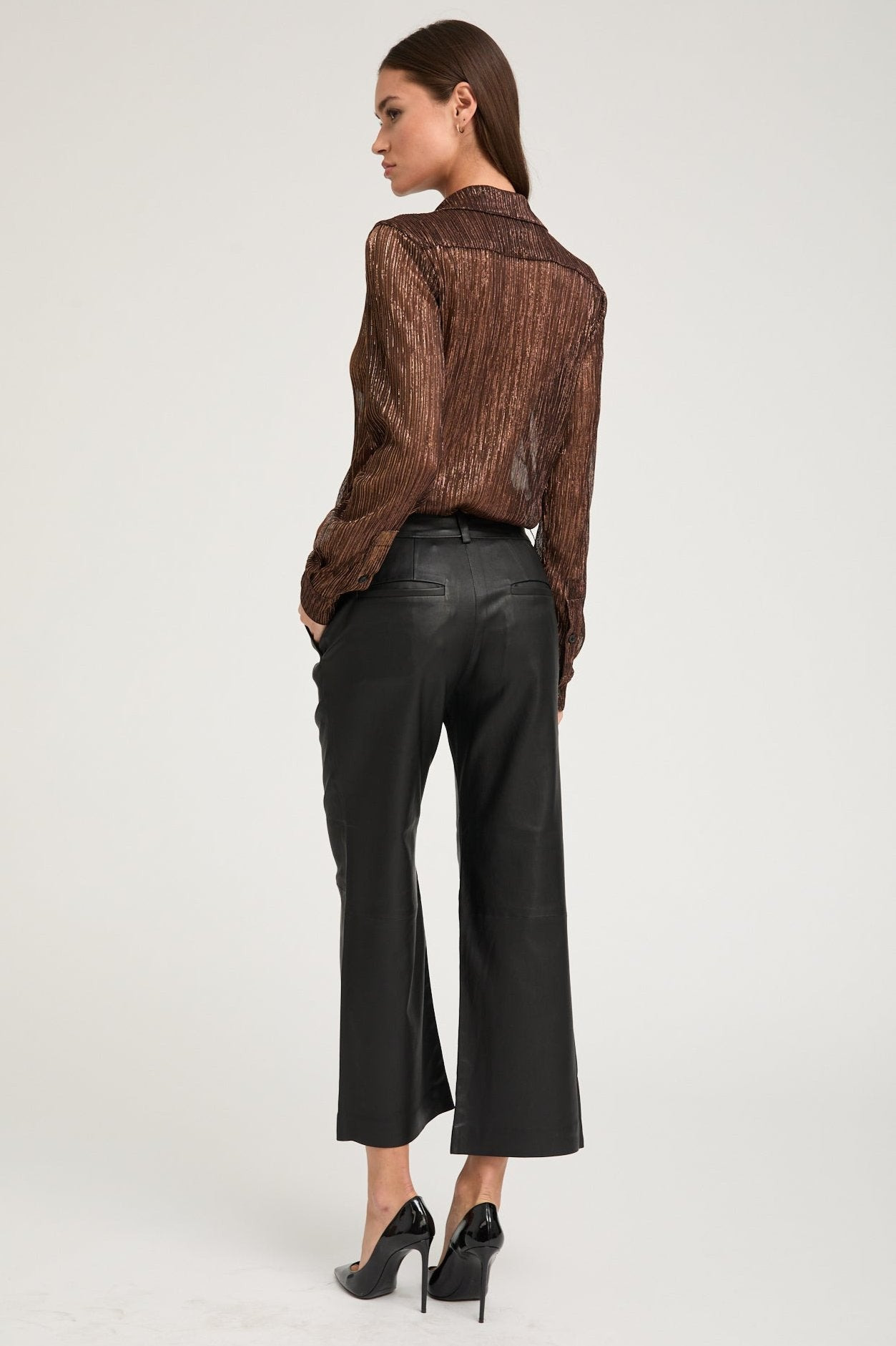 METALLIC BRONZE FITTED BUTTON DOWN - 5