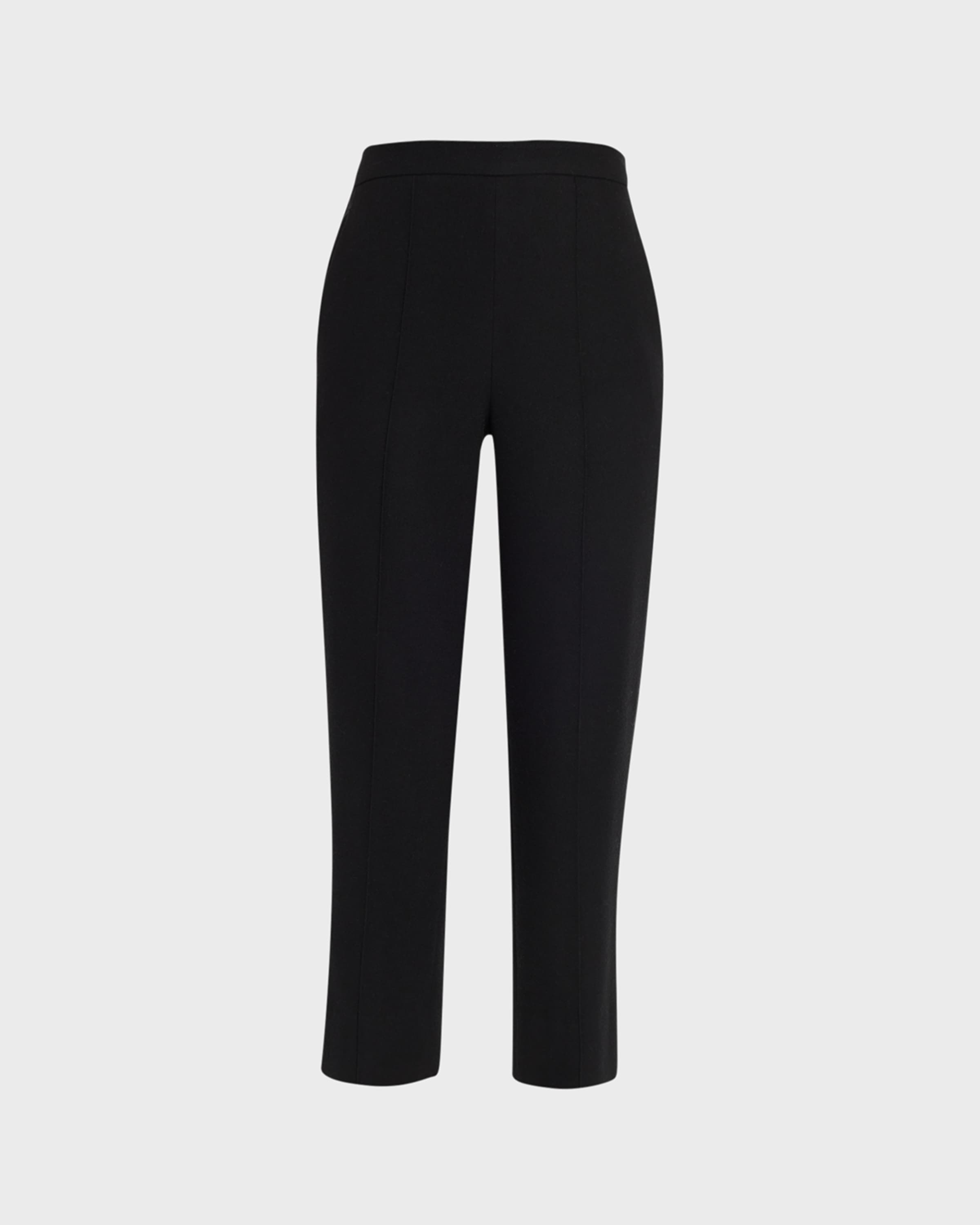 Brushed Wool Mid-Rise Straight-Leg Pull-On Pants - 1