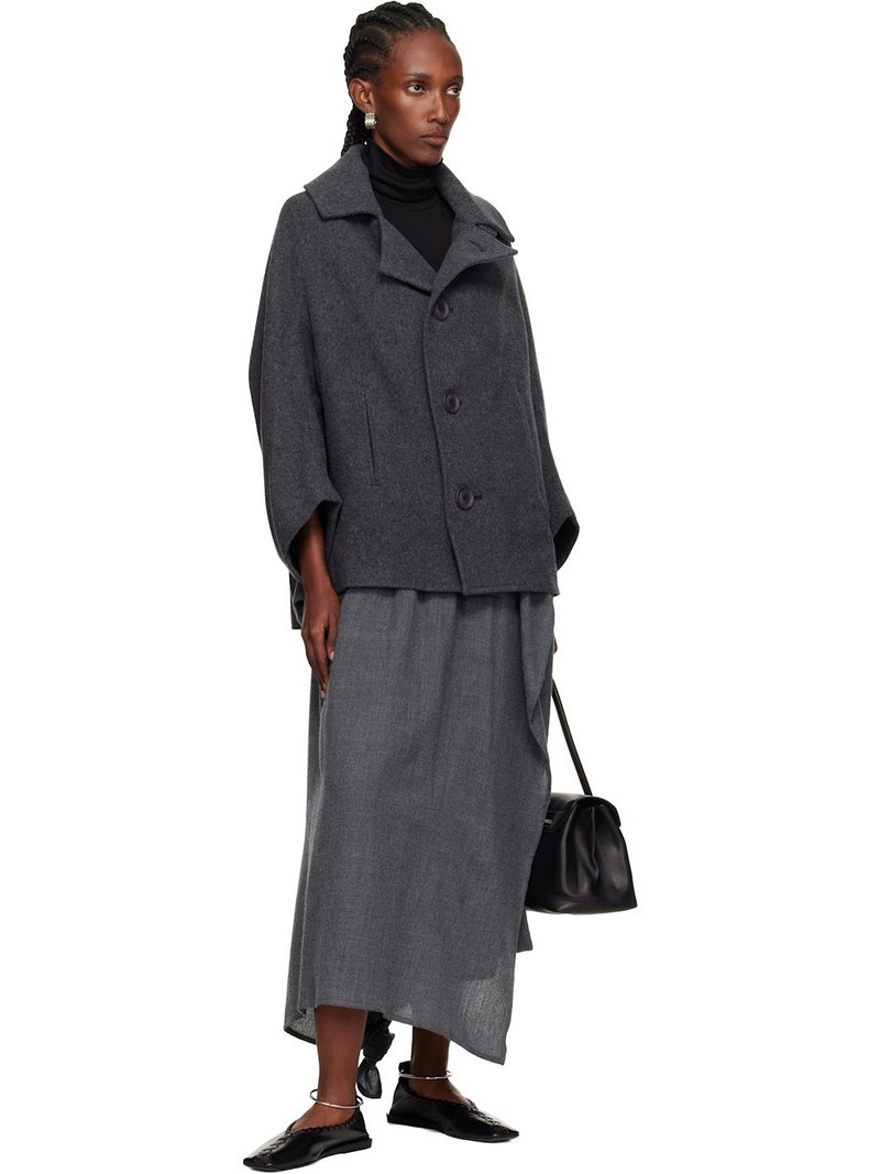 Y's Gray U-Irregular Short Sleeve Coat outlook