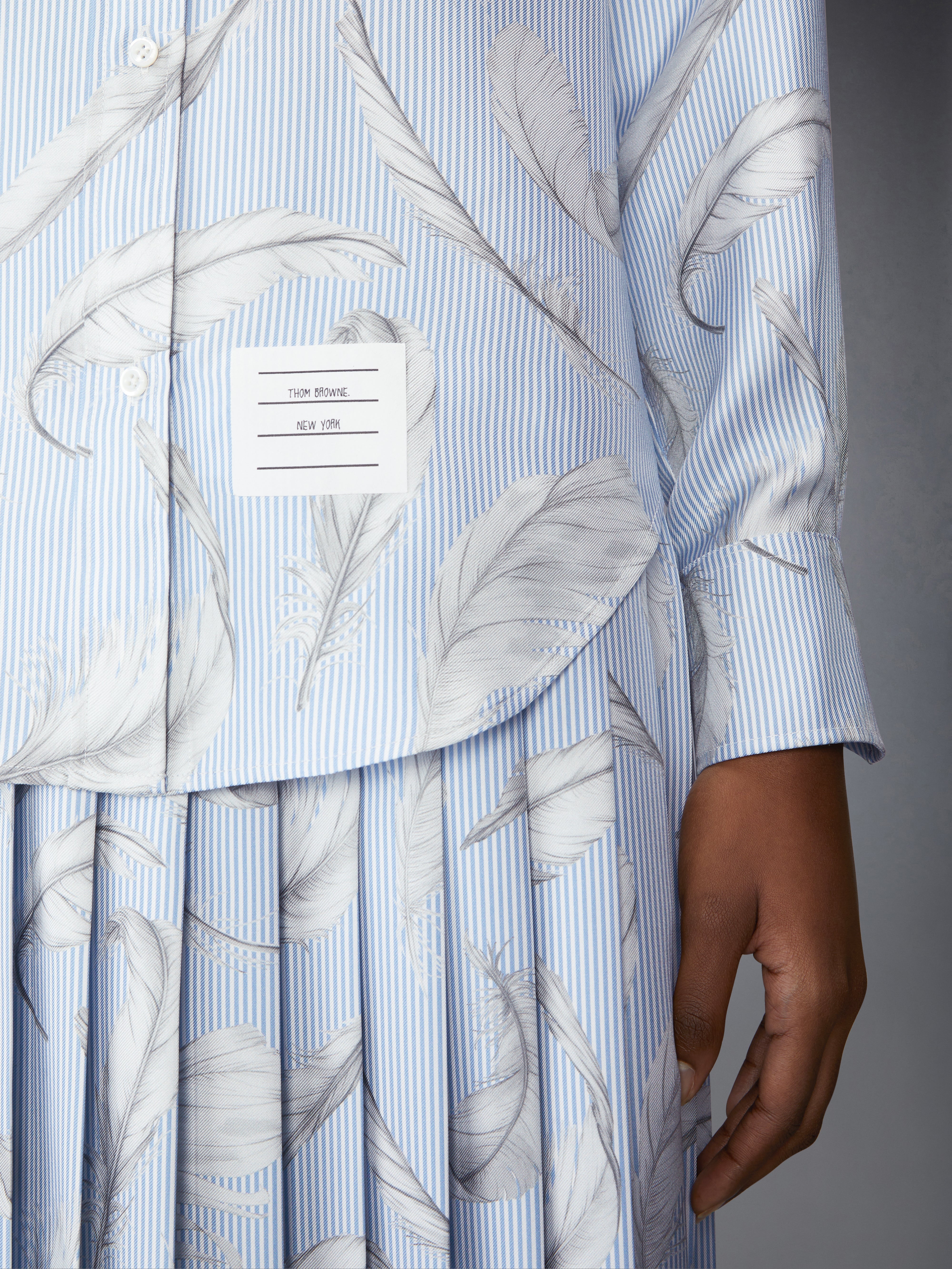 FEATHER PRINTED SILK TWILL EASY FIT SHIRT - 6