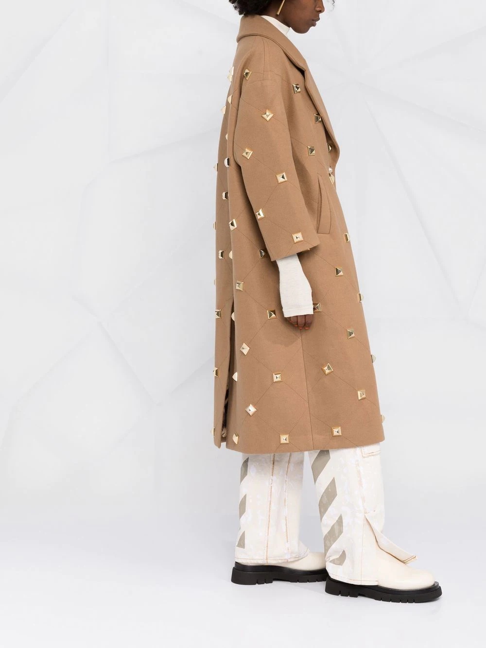 stud-detailed button-front coat - 4