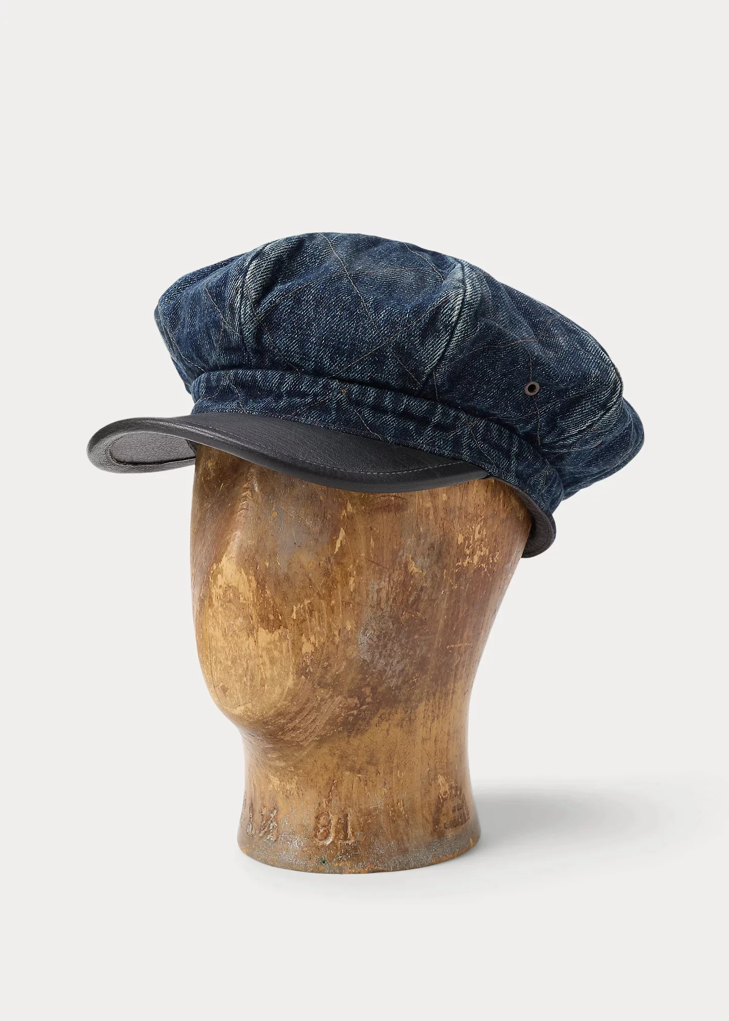 Leather-Trim Quilted Denim Moto Cap - 1