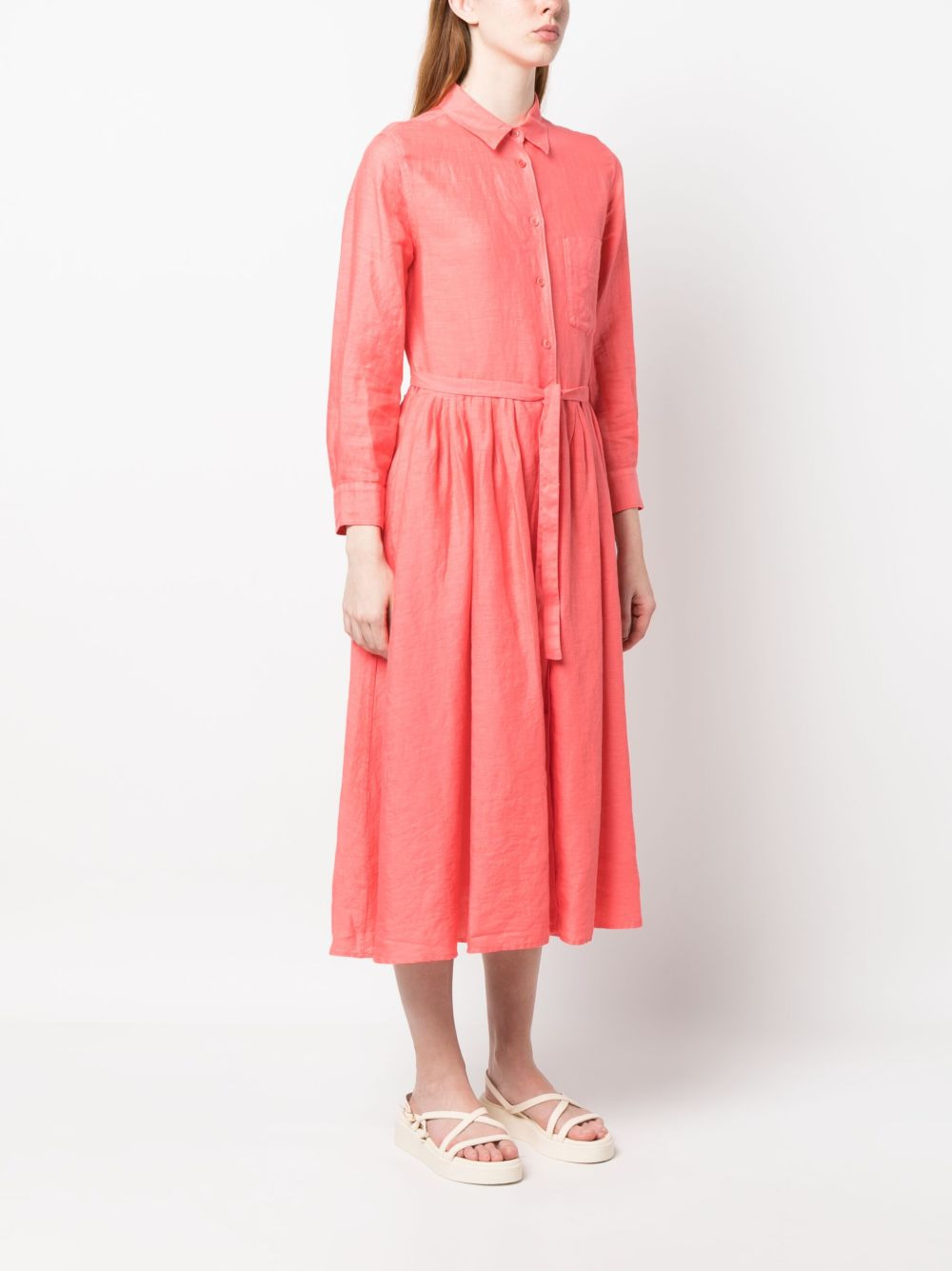 long-sleeve midi shirt dress - 3