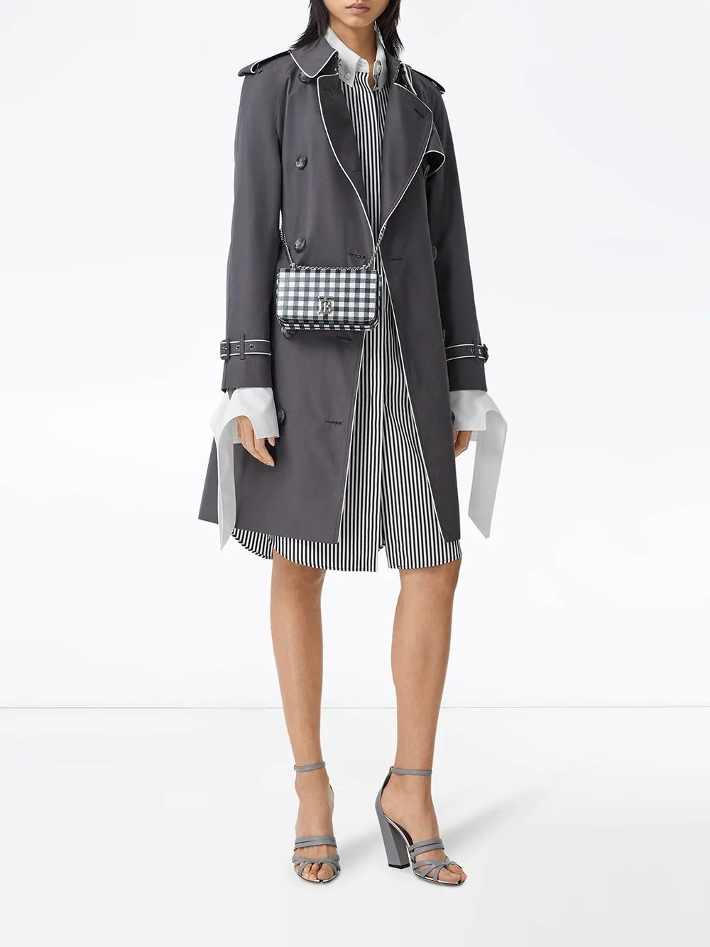 contrast piped trim trench coat - 2