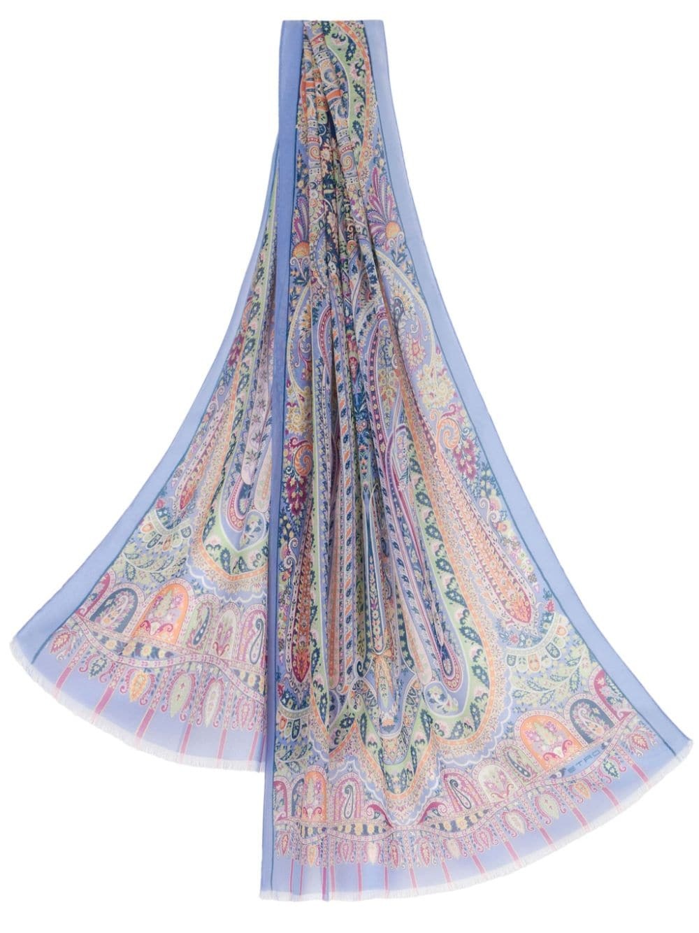 paisley-print frayed scarf - 1