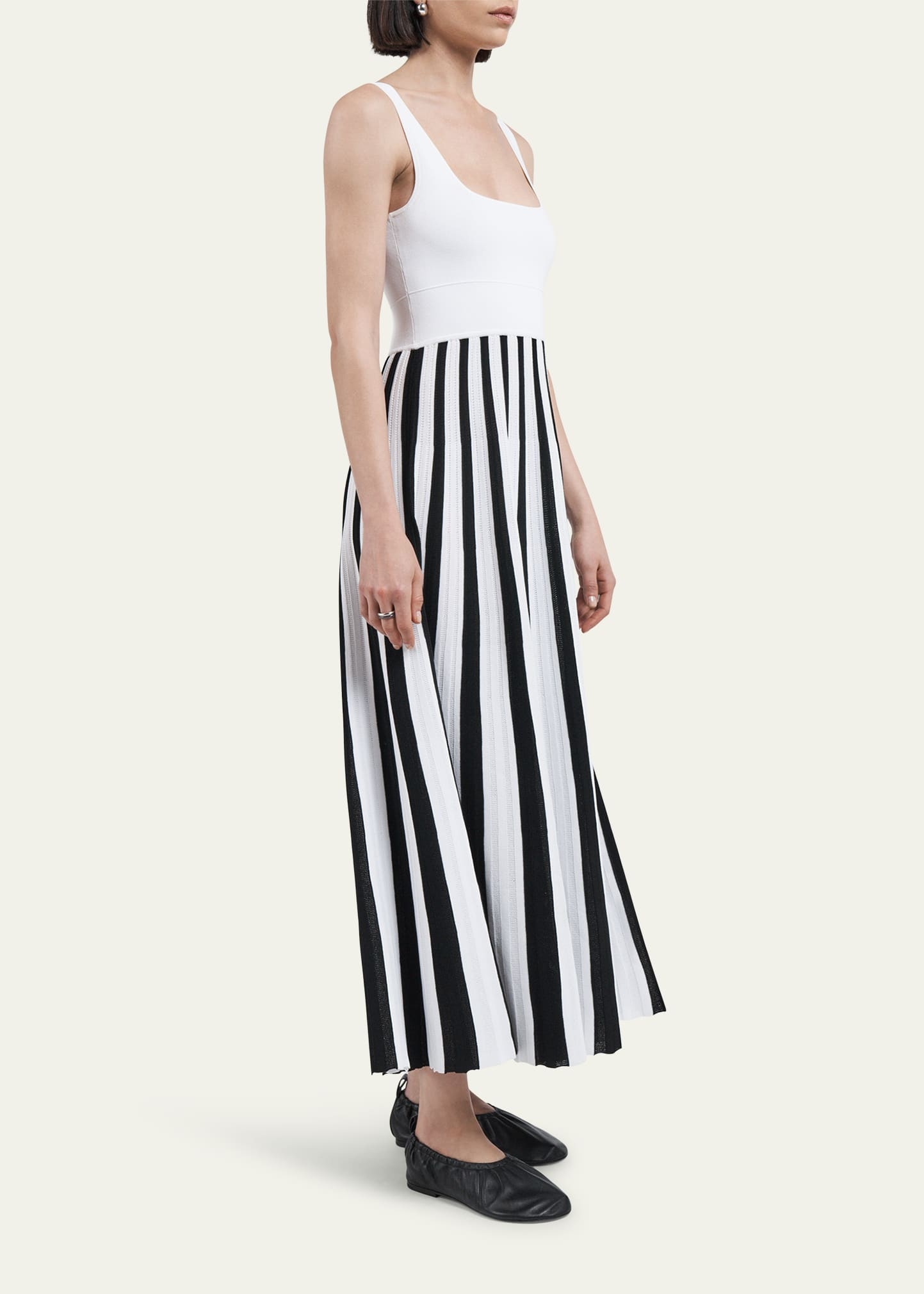 Stripe Square Neck Mesh Dress - 4