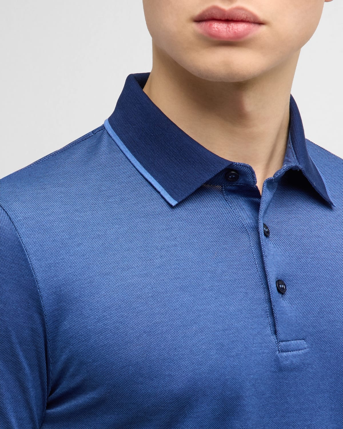 Men's Cotton Polo Shirt with Tipping - 7