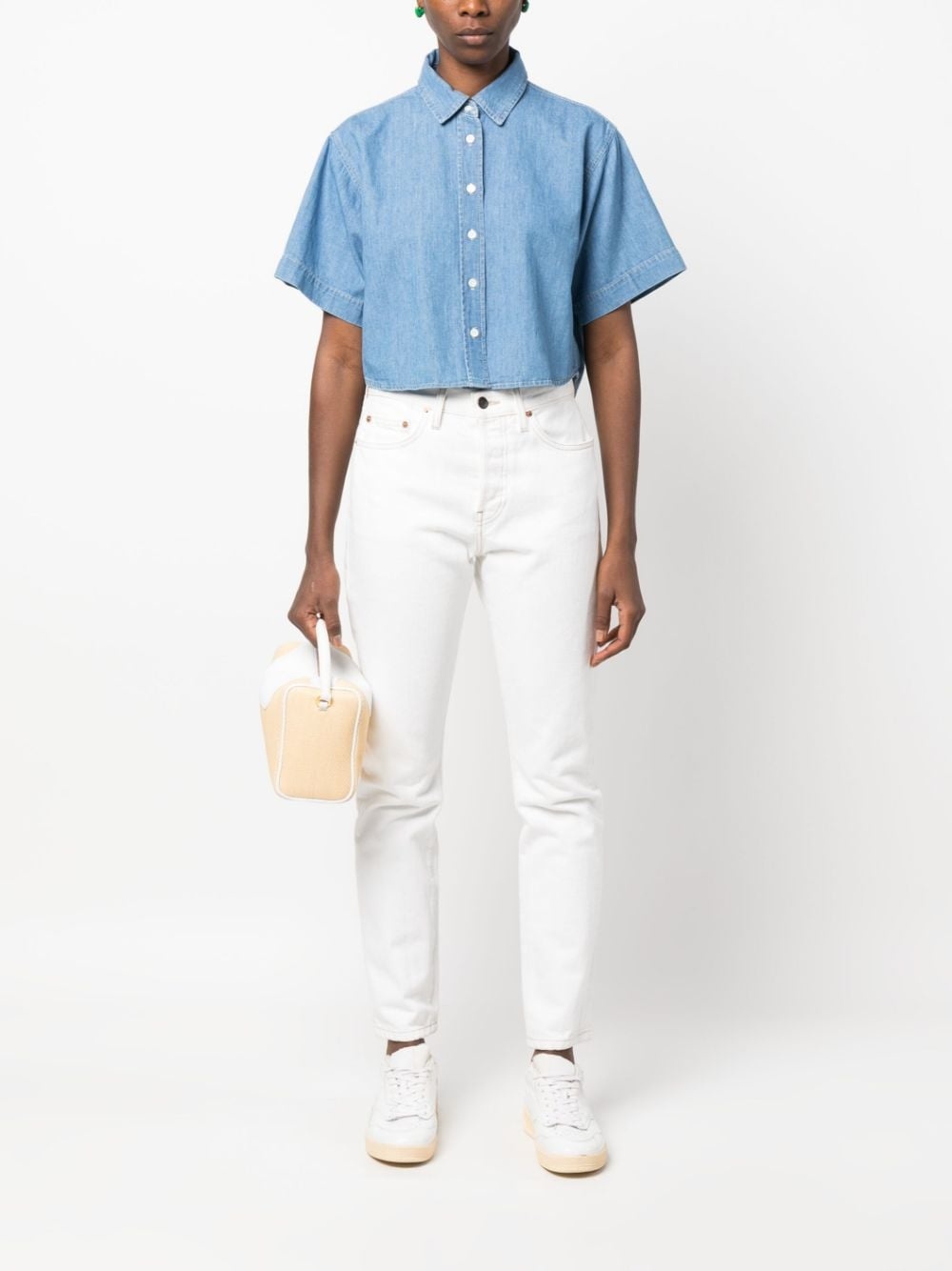 cropped cotton-linen shirt - 2
