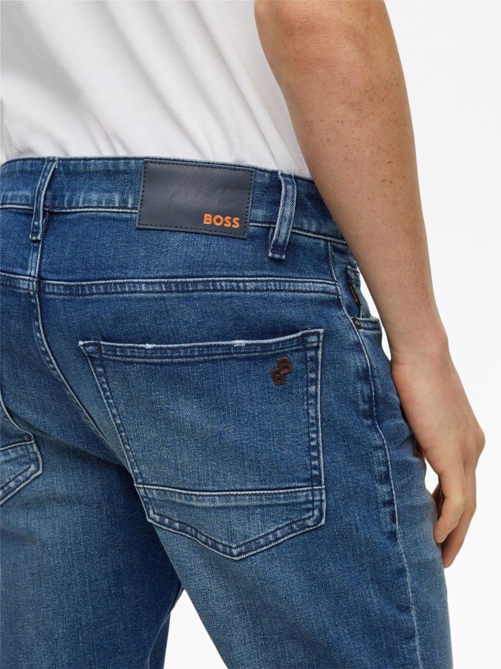 logo-patch cotton blend straight-leg jeans - 5