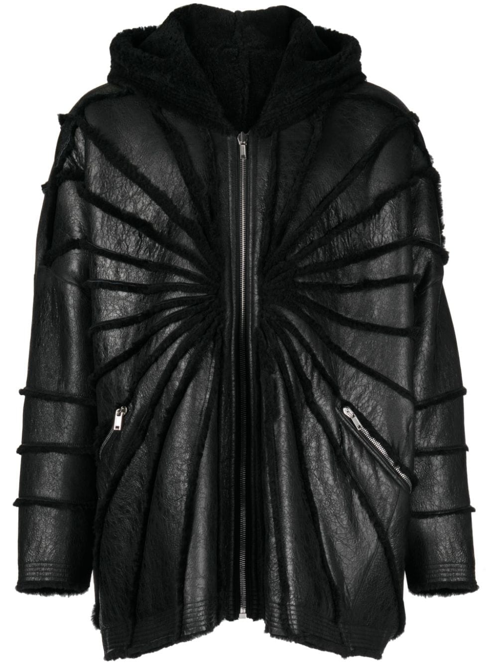 Jumbo shearling-trim hooded jacket - 1