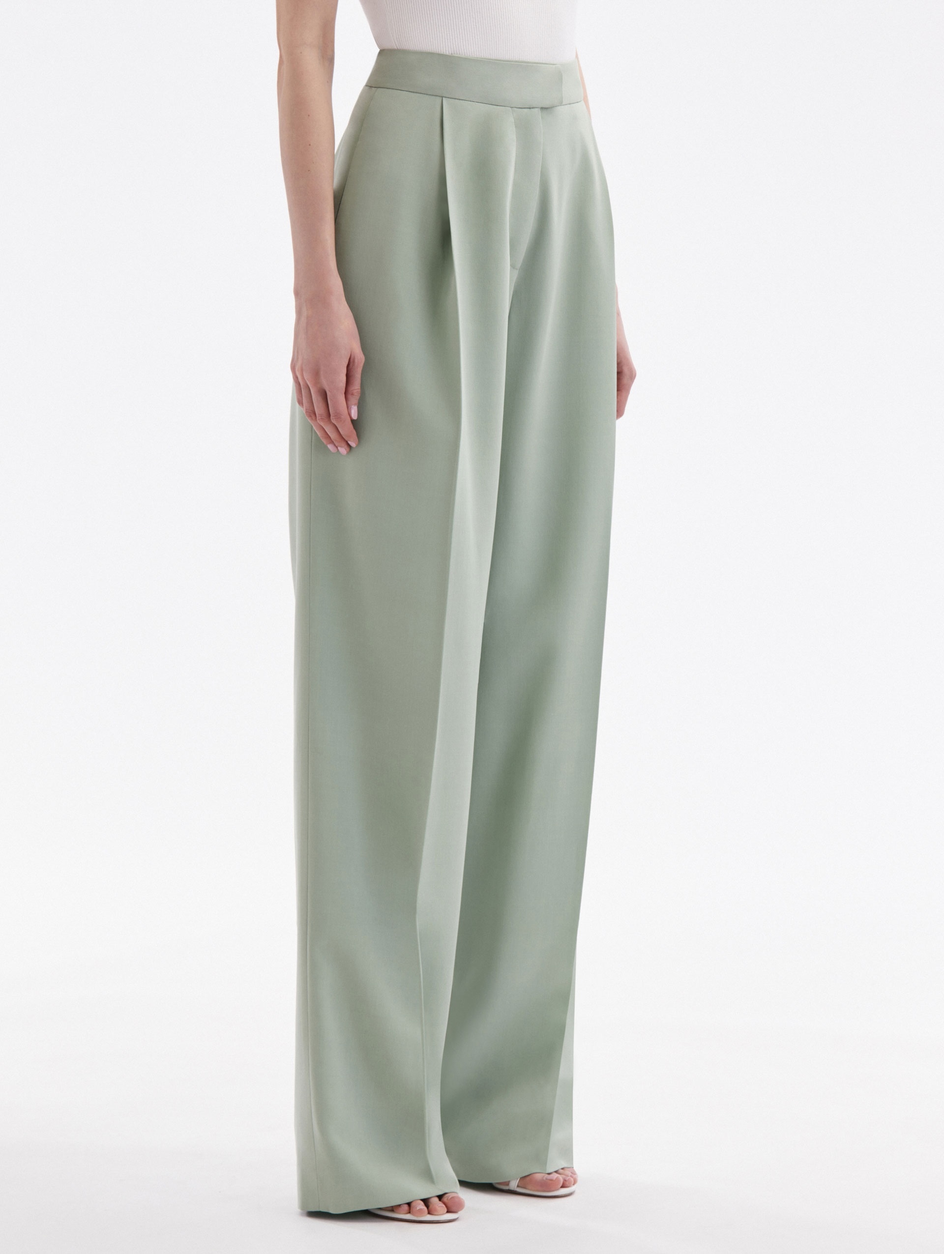 WIDE LEG SILK GEORGETTE PANT - 4