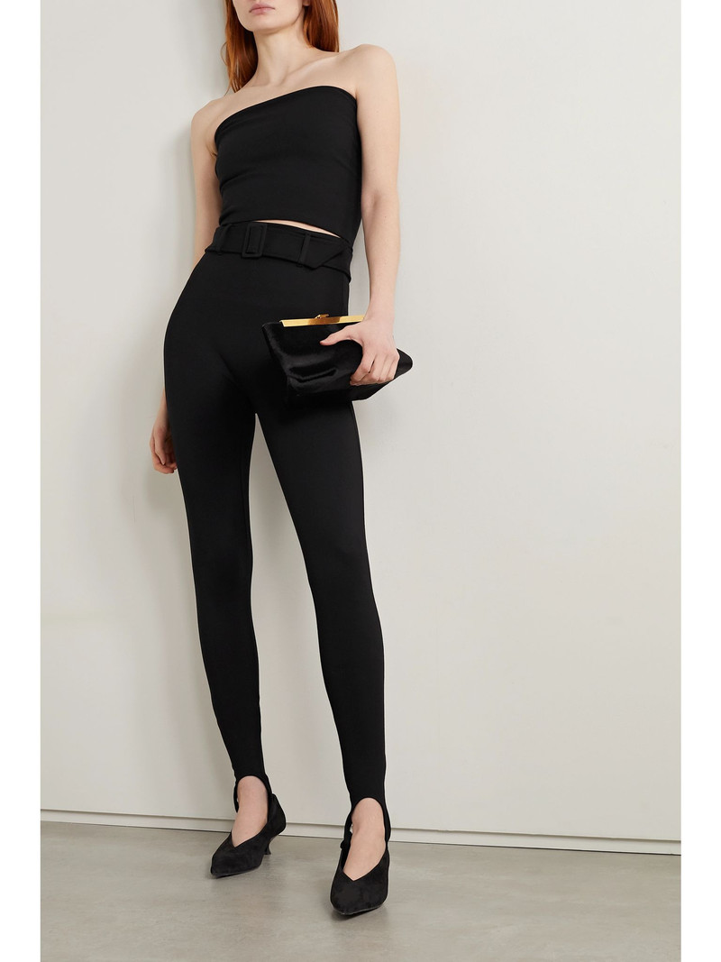 LESET Rio strapless cropped stretch-ponte top Black outlook