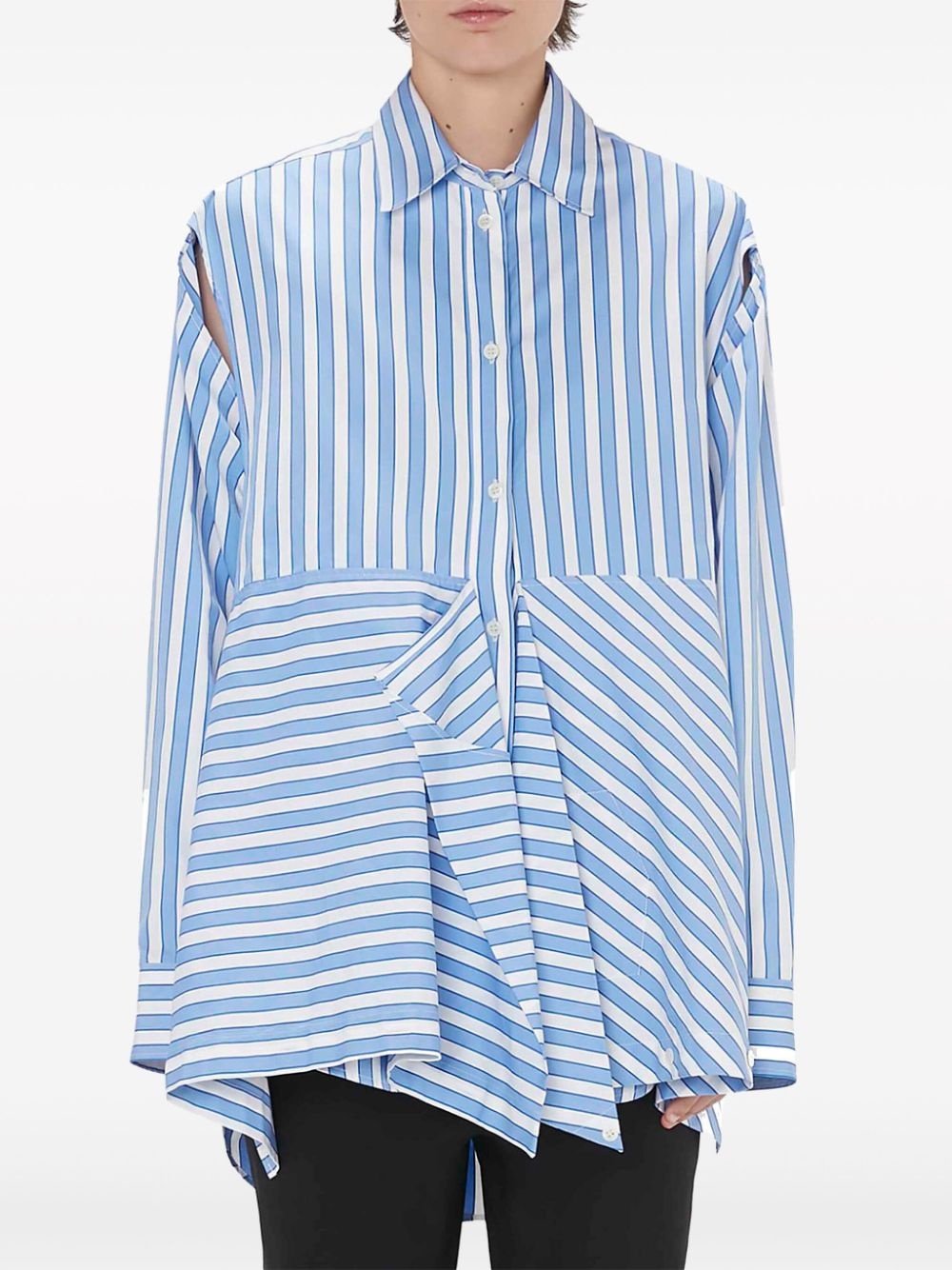 striped draped cotton shirt - 3