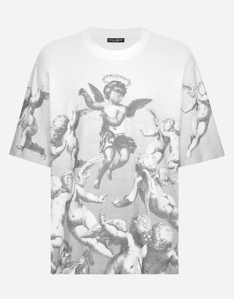 DOLCE&GABBANA BLANCO short-sleeved jersey T-shirt with angel print 1