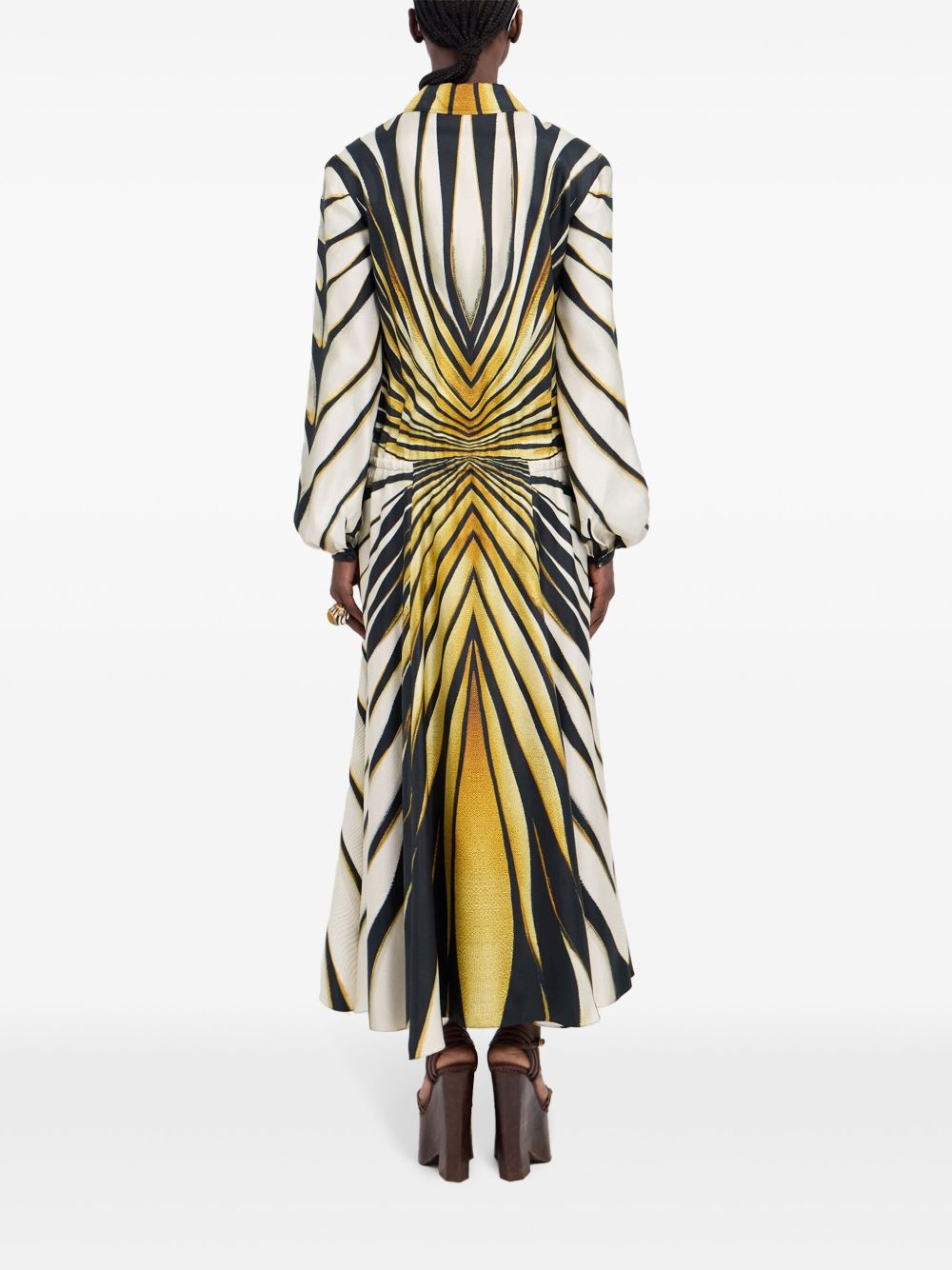 Ray of Gold print silk shirt dress - 4