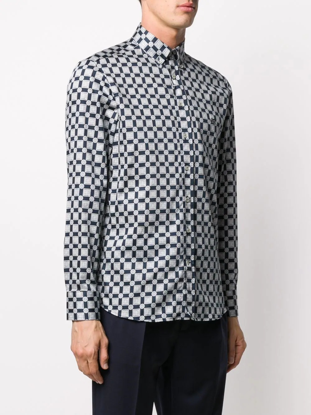 geometric print button-down shirt - 3