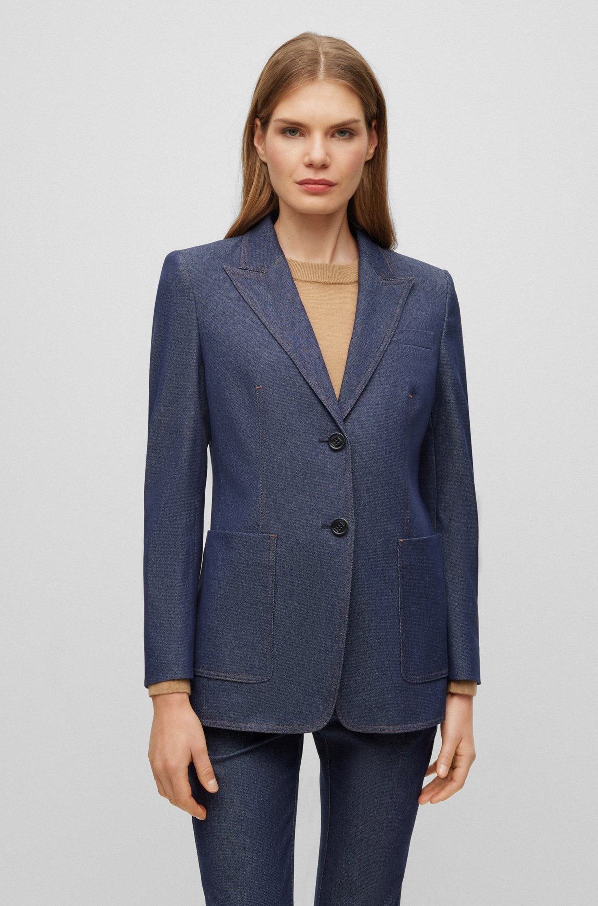 REGULAR-FIT JACKET IN A DENIM-LOOK COTTON BLEND - 2