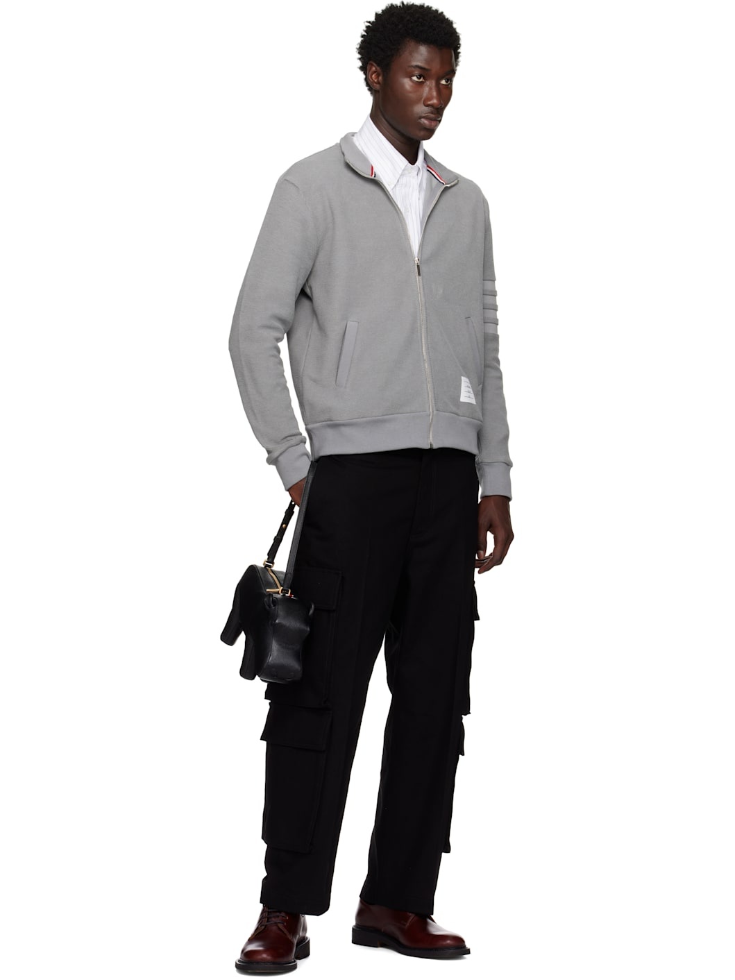 Black Pebble Grain Hippo Baguette Bag - 4